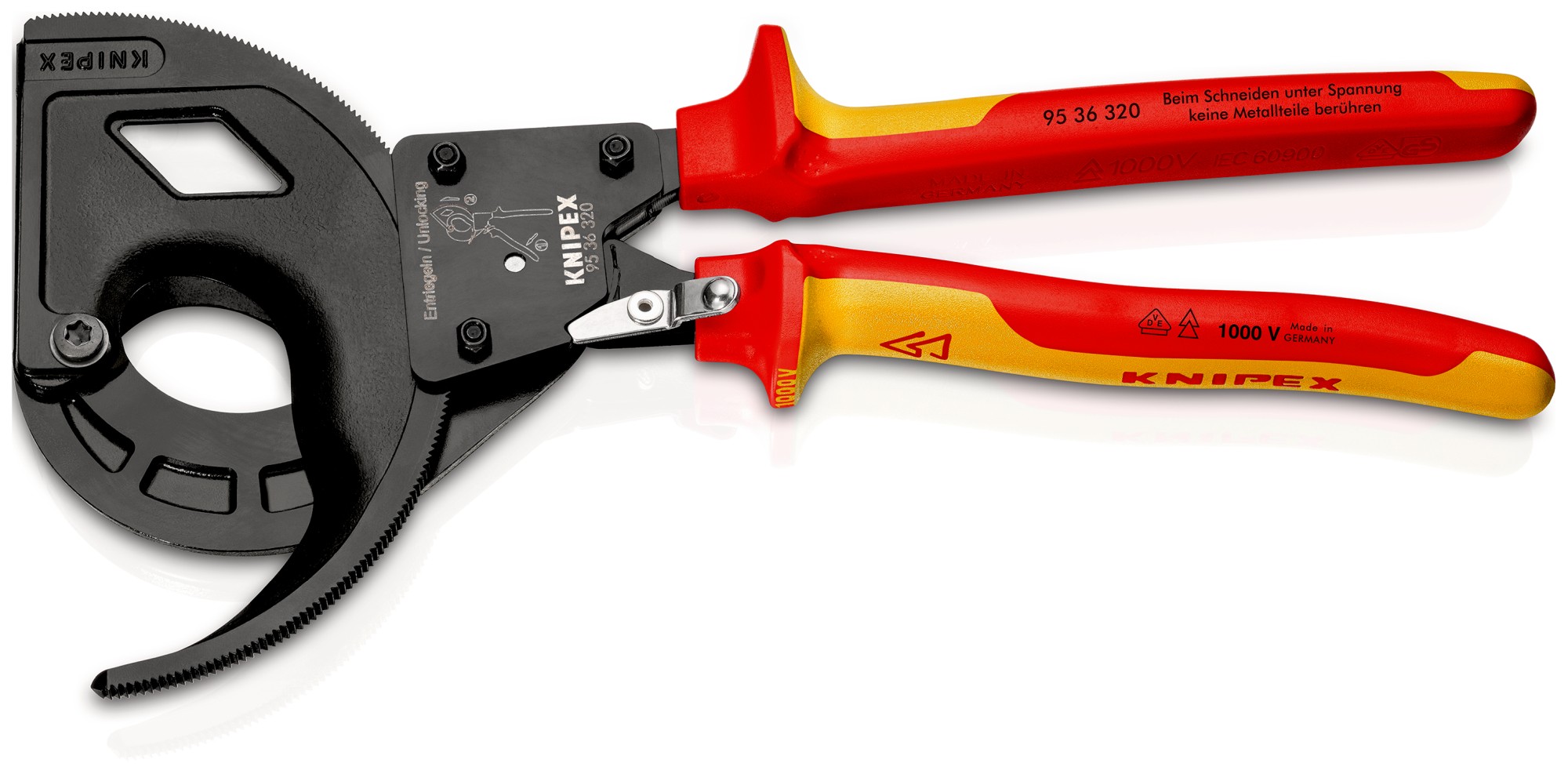 Knipex Cortacables de carraca con mangos bicomponentes aislados 320 mm