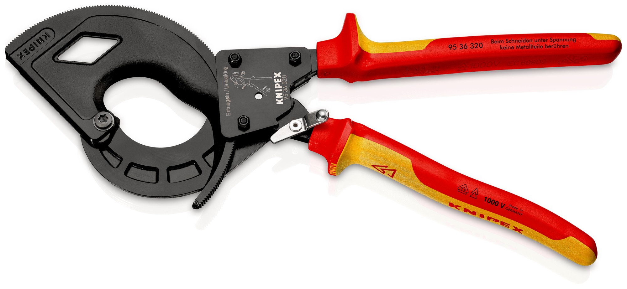 Knipex Cortacables de carraca con mangos bicomponentes aislados 320 mm