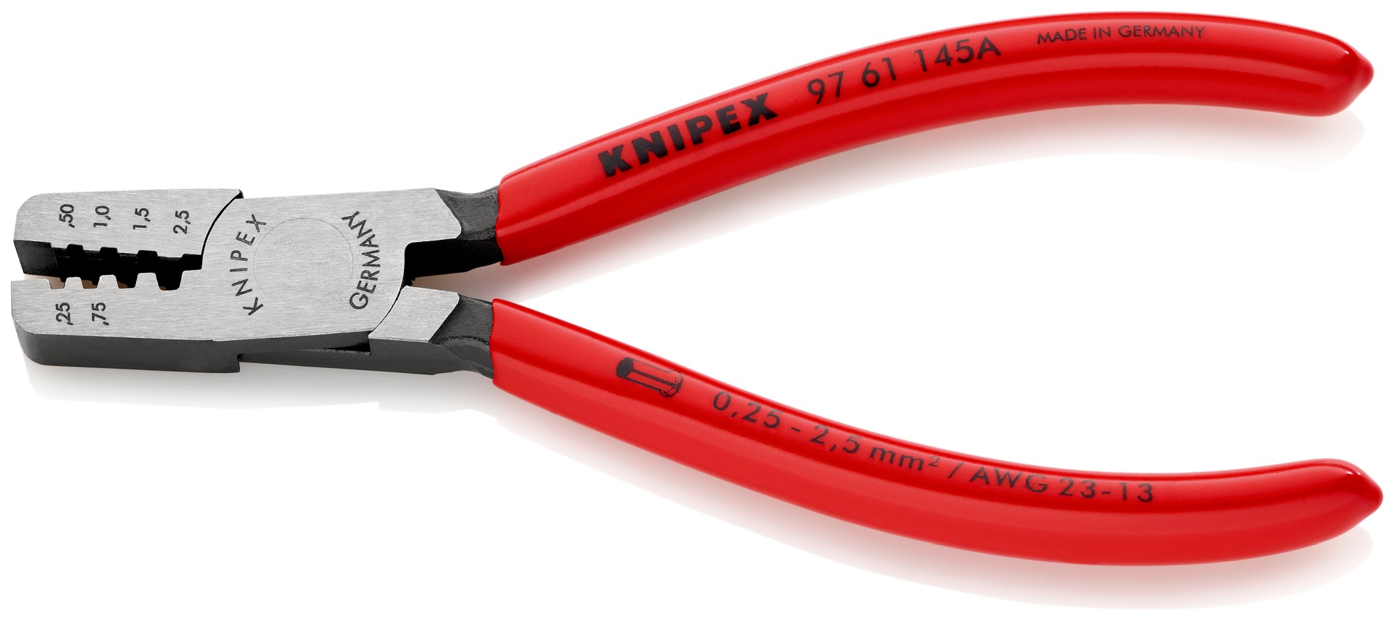 Knipex Alicate para entallar punteras huecas - con mangos recubiertos de plástico 145 mm