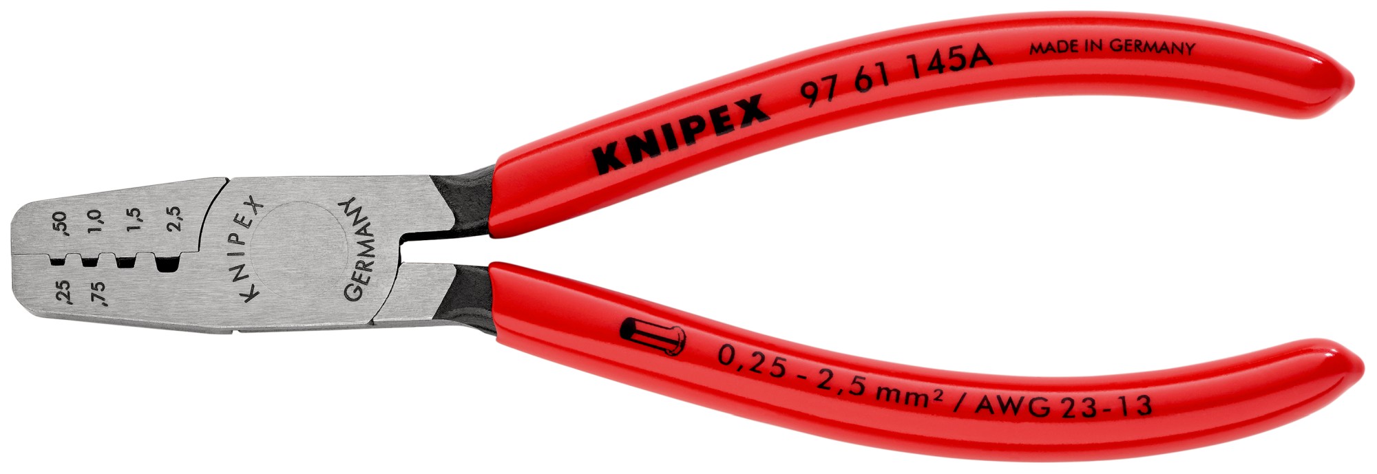 Knipex Alicate para entallar punteras huecas - con mangos recubiertos de plástico 145 mm