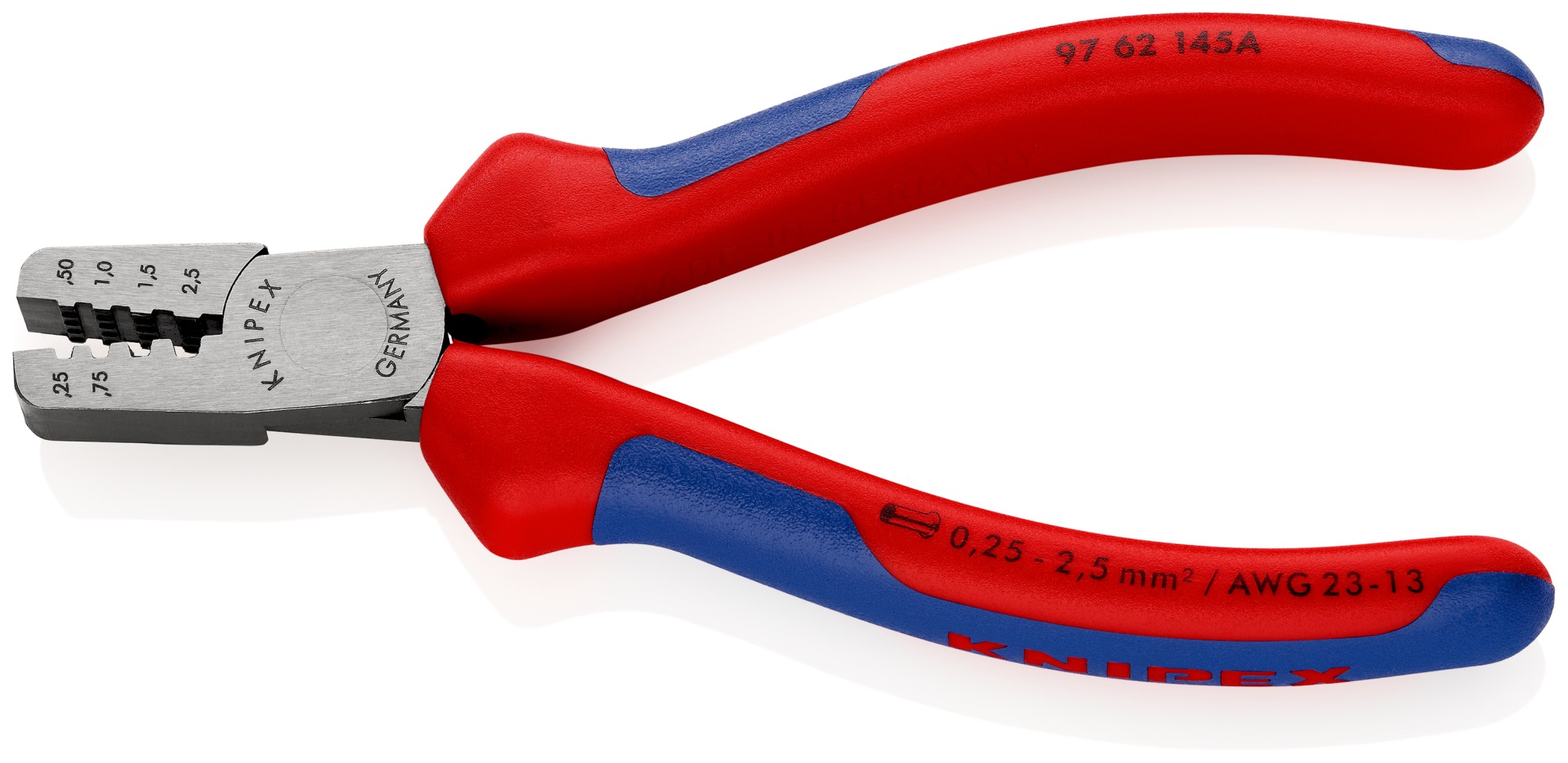 Knipex Alicate para entallar punteras huecas - con mangos bicomponentes 145 mm