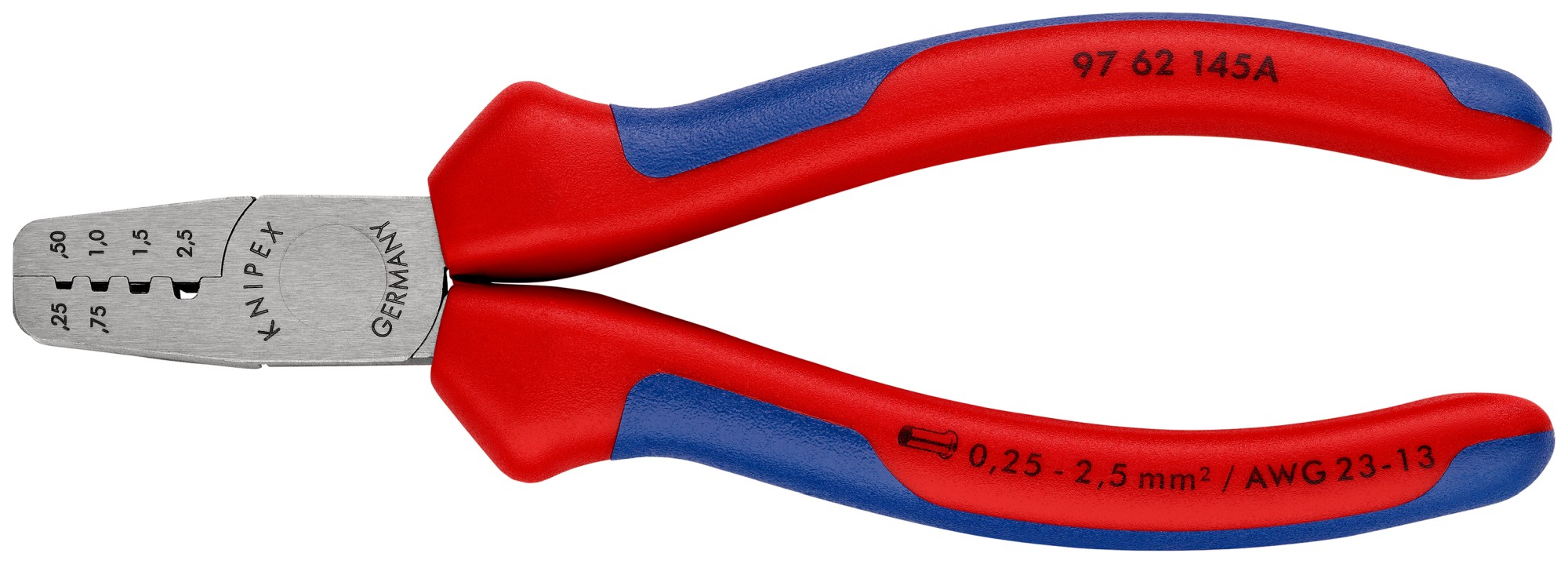 Knipex Alicate para entallar punteras huecas - con mangos bicomponentes 145 mm