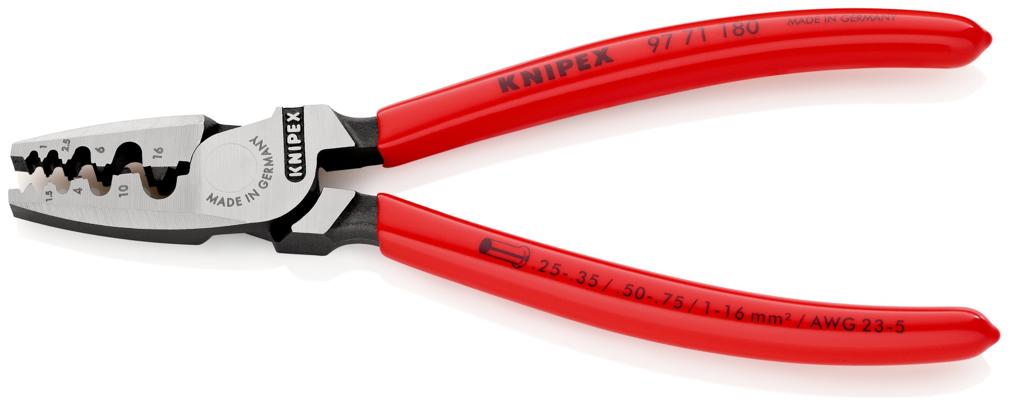 Knipex Alicate para entallar punteras huecas - con mangos recubiertos de plástico 180 mm