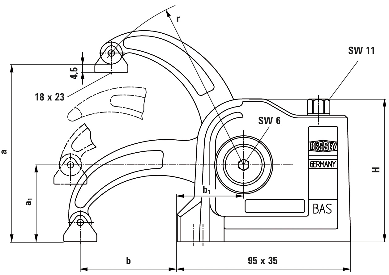 Bessey Mordaza compacta para máquinas Serie BAS-C 88 mm