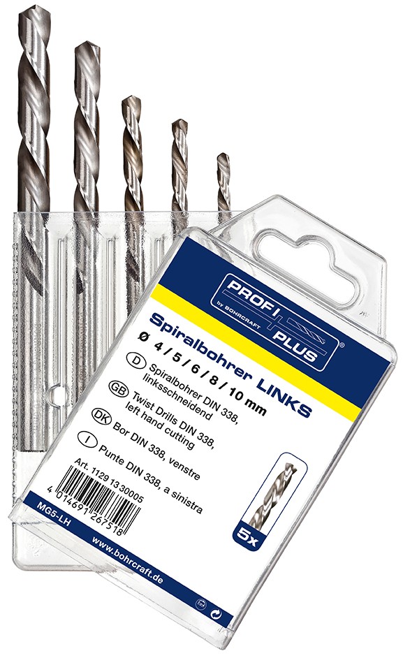 Bohrcraft Juego brocas rectificadas Profi Plus HSS-G DIN 338 tipo LN Split Point MG 5-LH