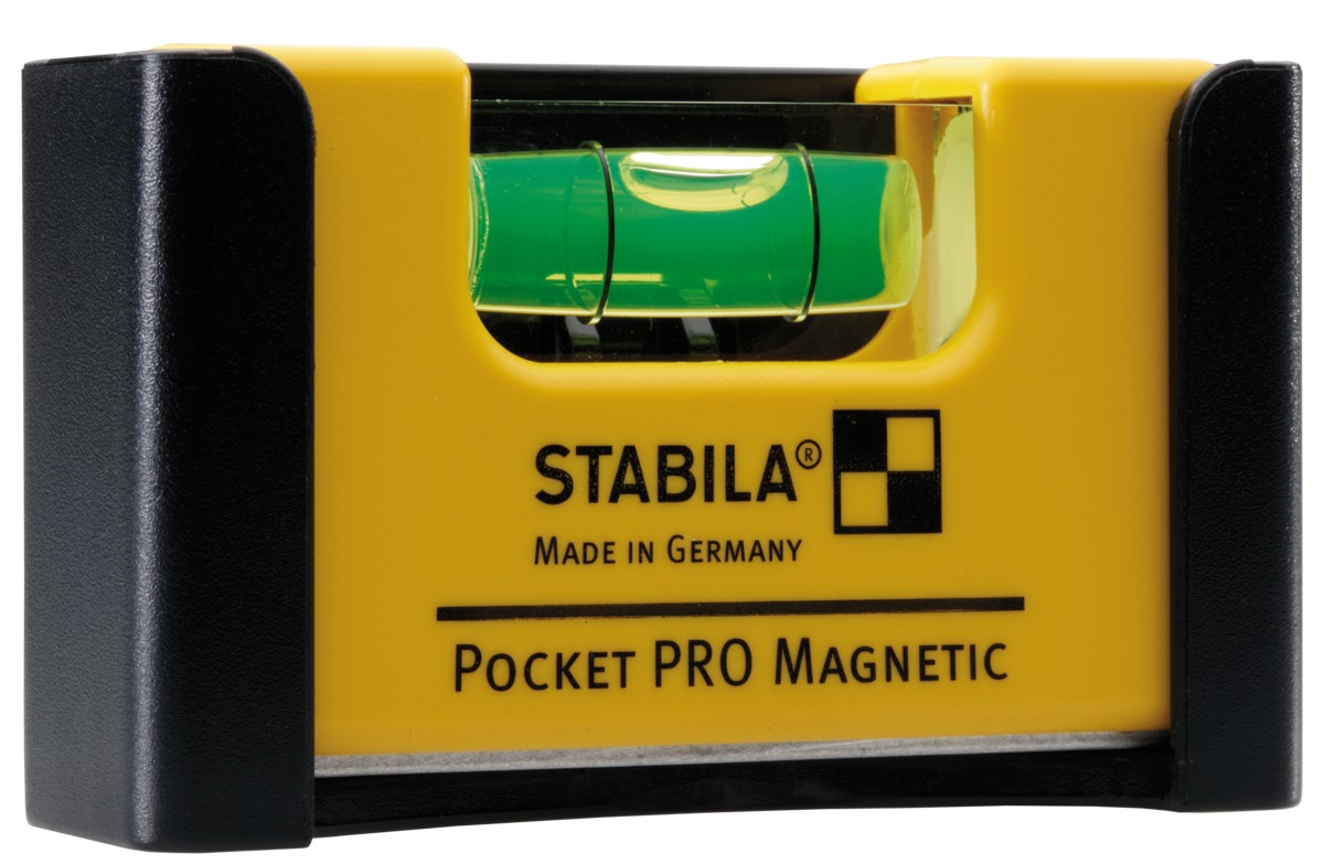 Stabila Nivel de burbuja Pocket PRO Magnetic, 7 cm, con clip para cinturón