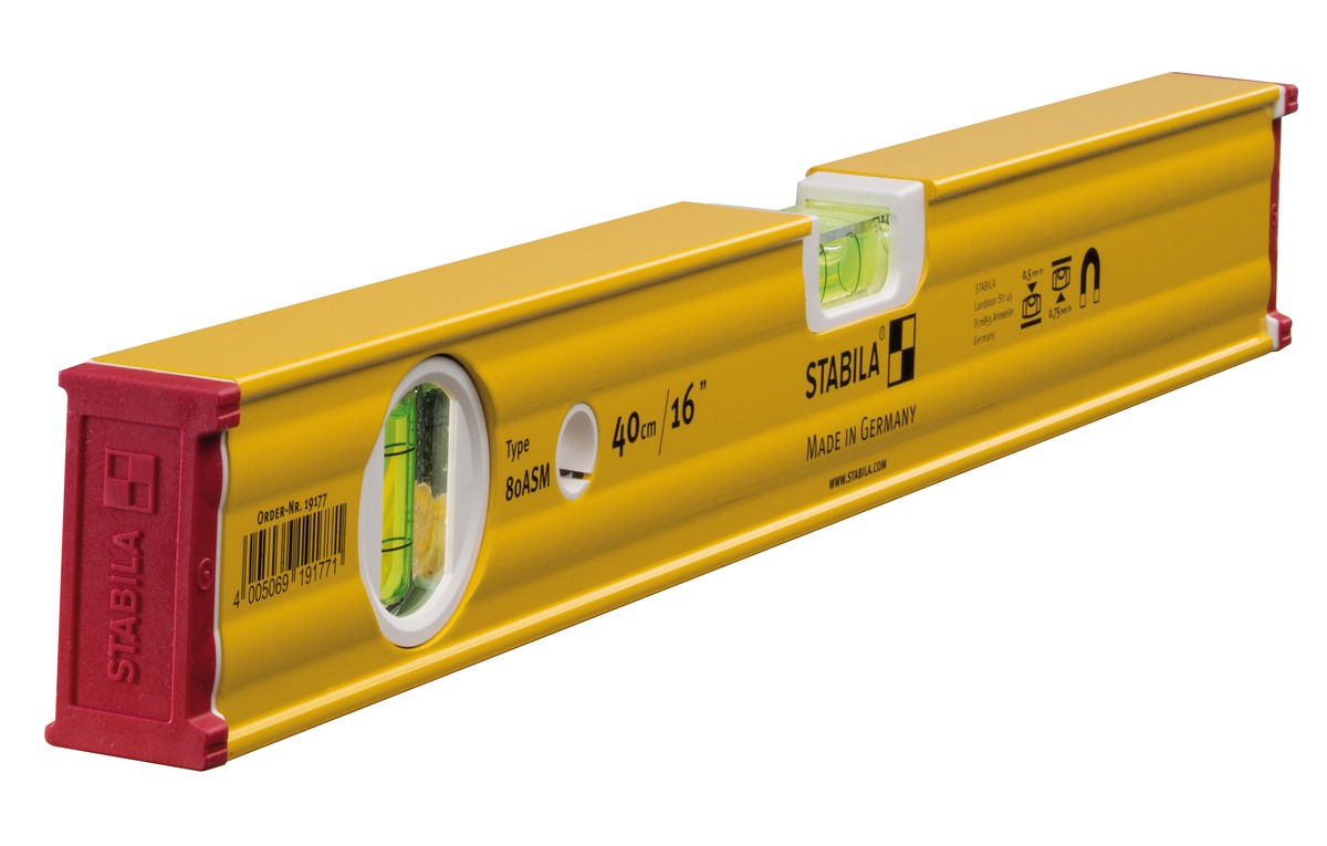 Stabila Nivel de burbuja modelo 80 ASM, 40 cm