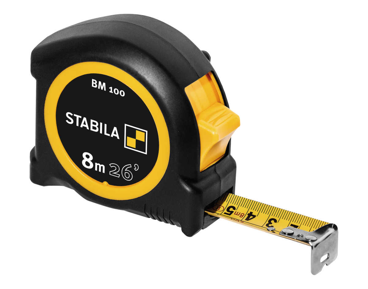 Stabila Flexómetro BM 100, 8 m (26'), escala cm/pulg.