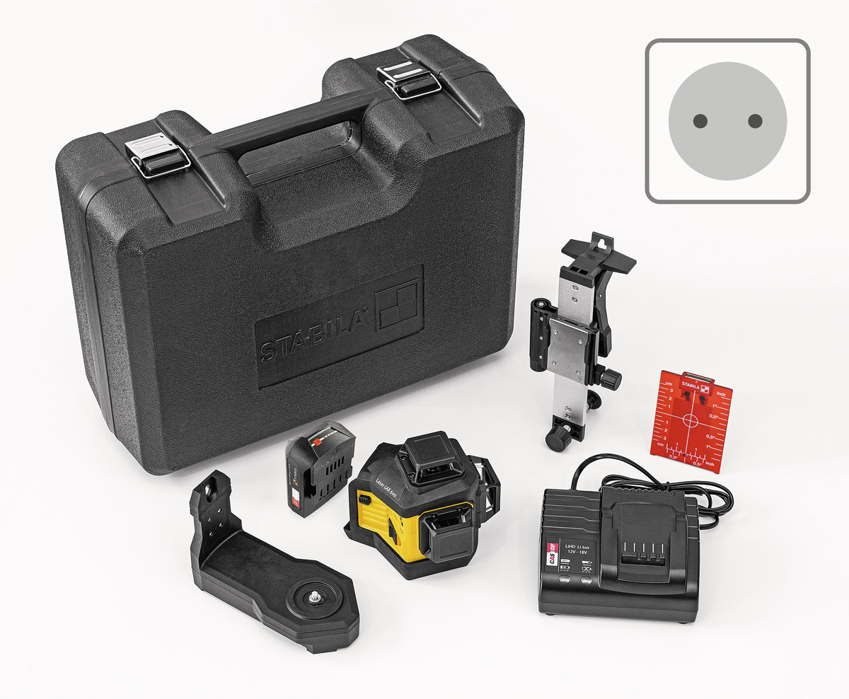 Stabila Láser multi-línea LAX 600, sistema de 12 V, set de 7 piezas, con batería y cargador (UE)