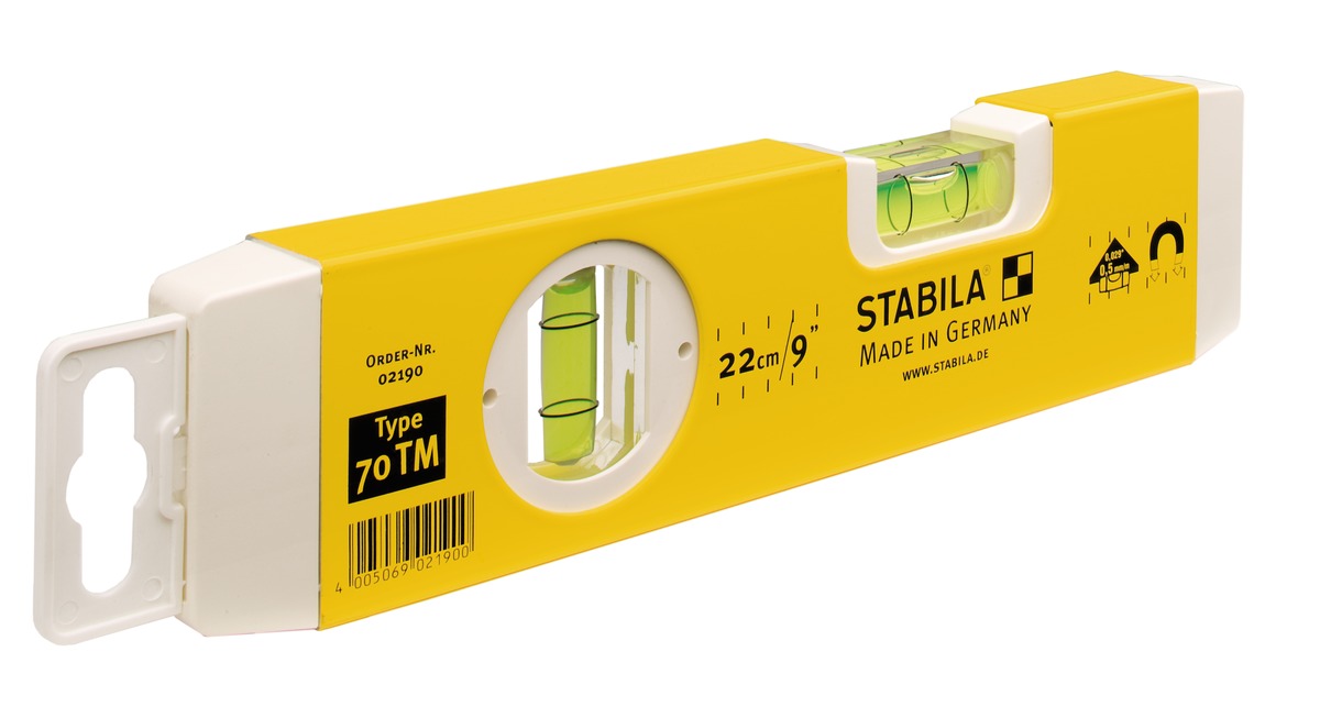 Stabila Nivel de burbuja modelo 70 TM, 22 cm