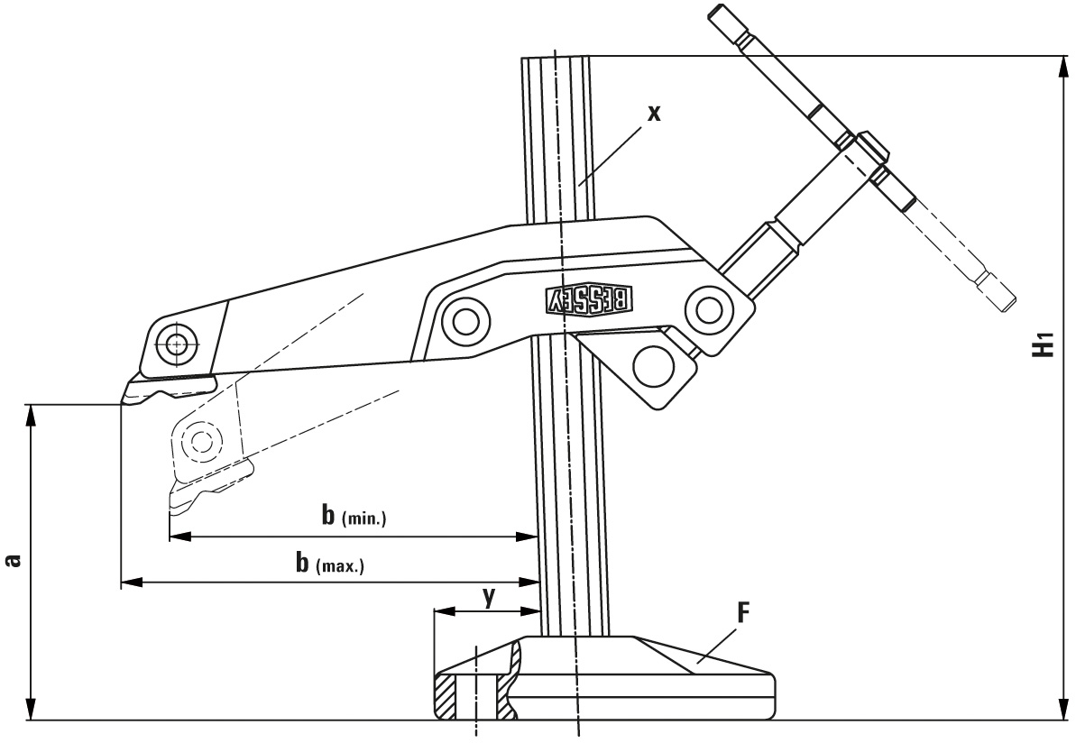 Bessey Mordaza para máquinas y bancos de trabajo Modelo GRS20-12