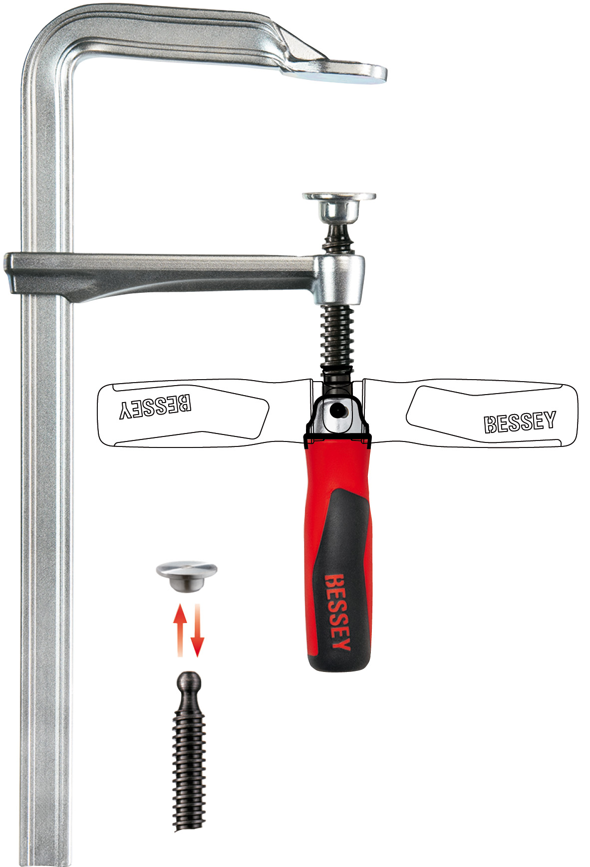 Bessey Tornillo de apriete de acero forjado con mango articulado GZ-KG
