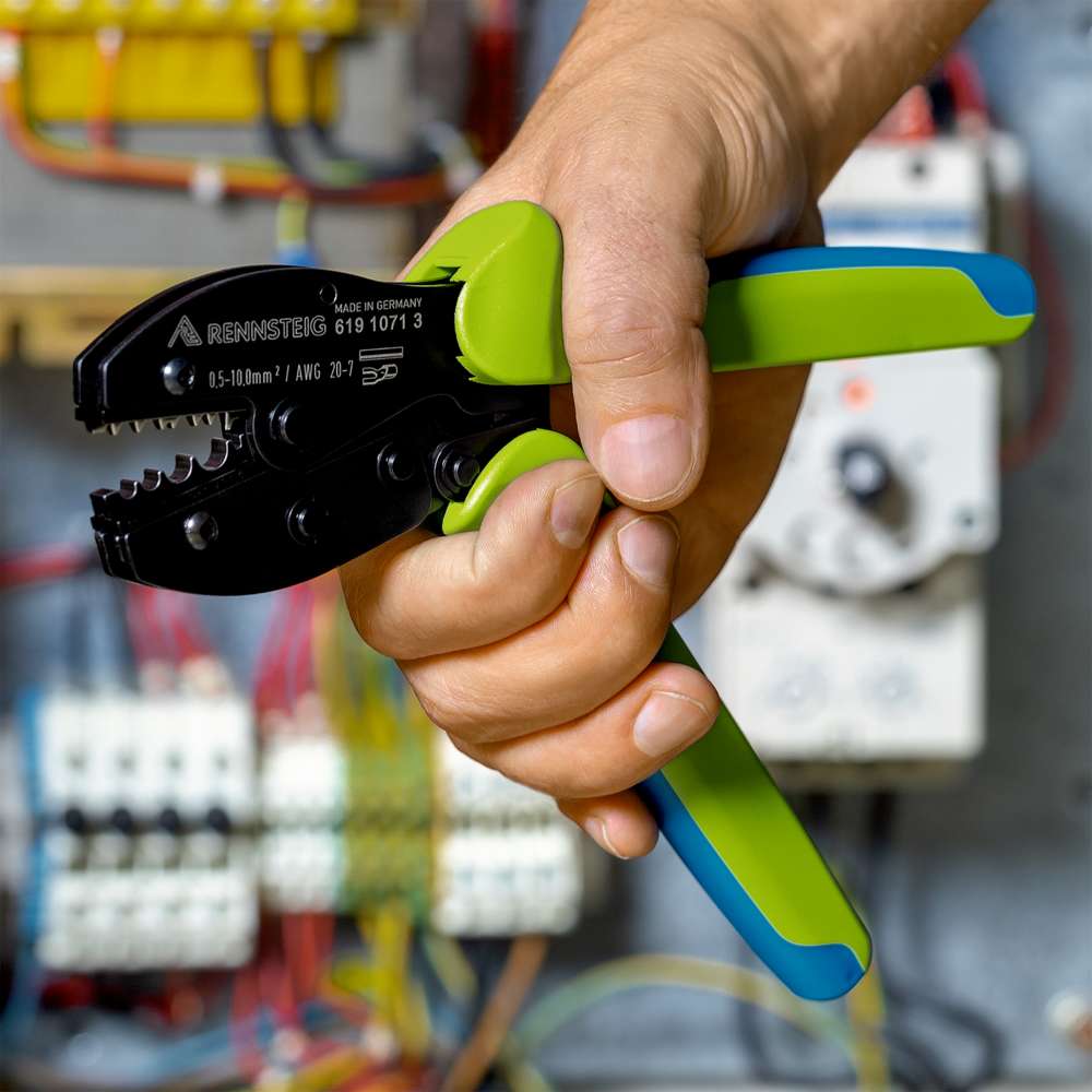 Rennsteig Crimpadora para terminales tubulares no aislados con capacidad de 0,5 - 10 mm2