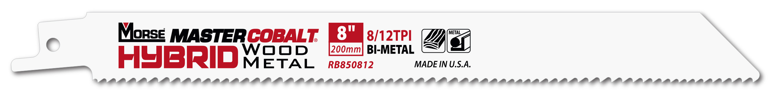 Morse Sierras de sable para metal MASTER COBALT Hybrid 8" 050 8/12T 5PK