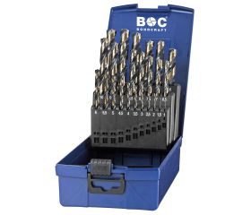 Bohrcraft Juego brocas rectificadas Profi Basic HSS-G DIN 338 tipo TURBO con punta centradora KG 13 TCR