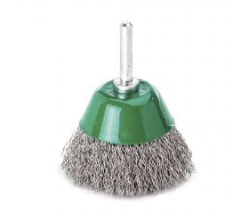 Lessmann Cepillo taza con espiga alambre inox. ondulado