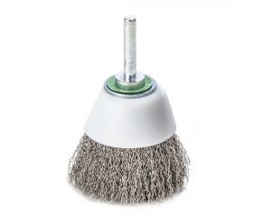 Lessmann Cepillo taza plástico con espiga alambre inox. ondulado