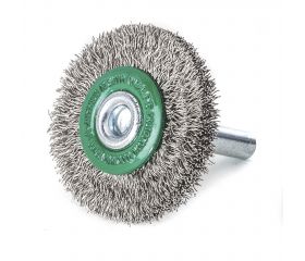 Lessmann Cepillo circular con espiga alambre inox. ondulado