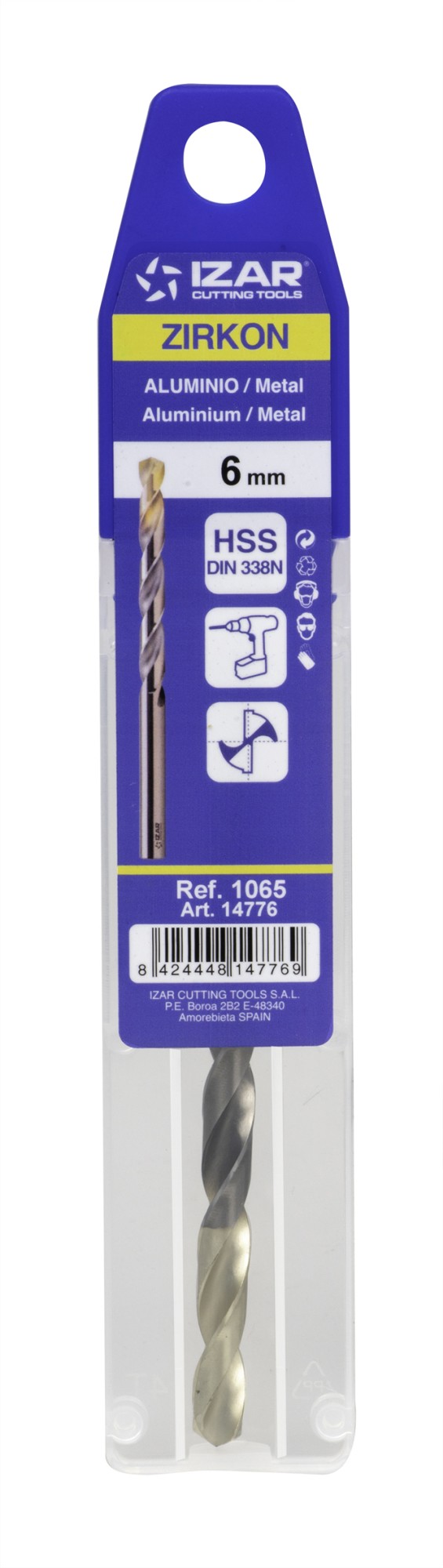 BROCA ZIRKON DIN-338N MULTI METAL BLISTER - 1065 - 1,00 mm - PUNTA ZIRKONIO