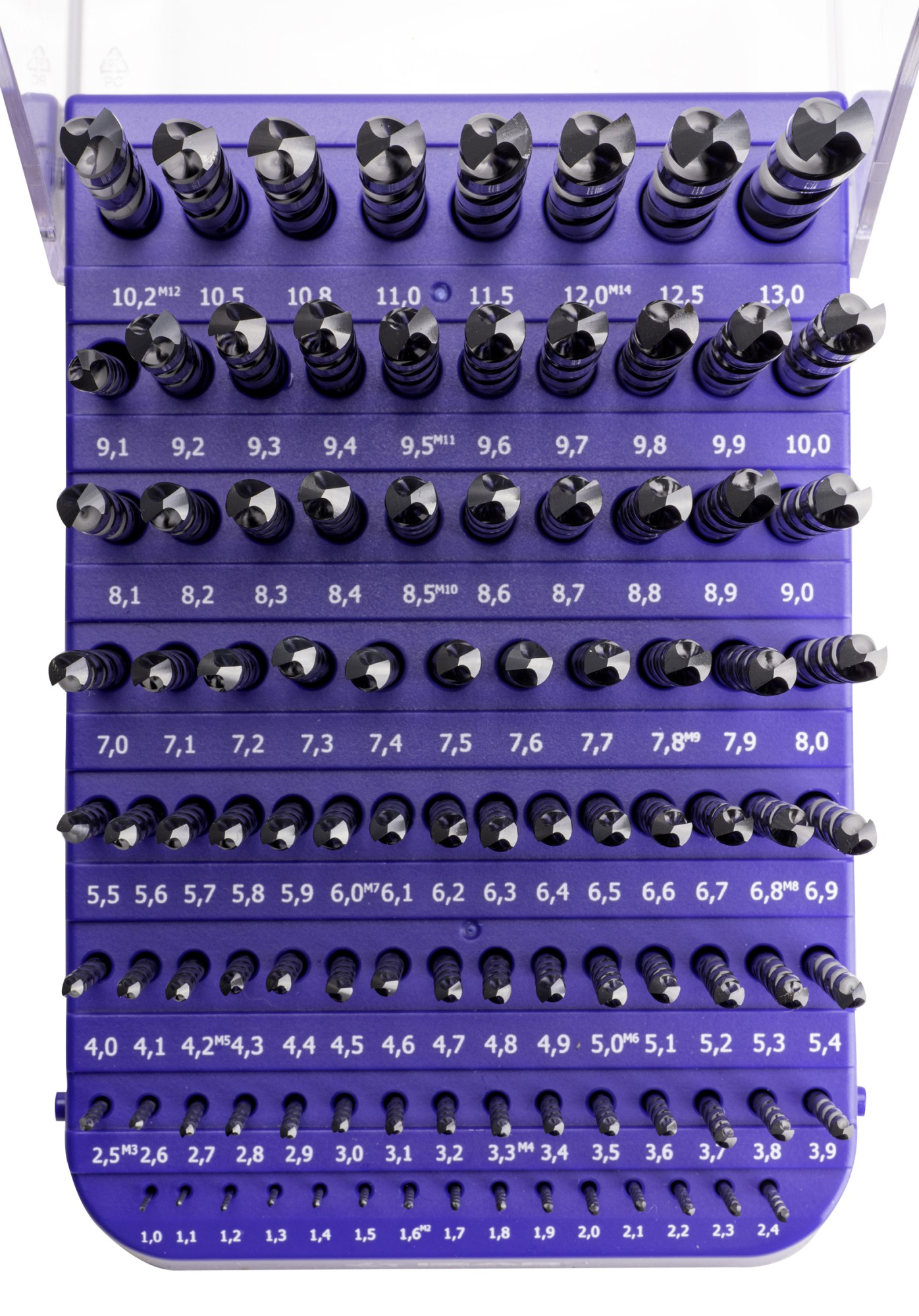 MINI-CABINET BROCAS DIN338N 99-UDS. - 1404 - 1-10X0,10 + PREVIOS ROSCADO ≤ 13 mm HSS (1010)