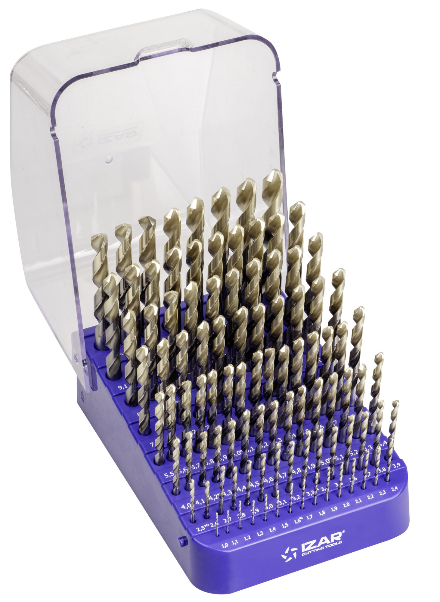 MINI-CABINET BROCAS DIN338N 99-UDS. - 1404 - 1-10X0,10 + PREVIOS ROSCADO ≤ 13 mm ZIRKON (1015) - PUNTA ZIRKONIO