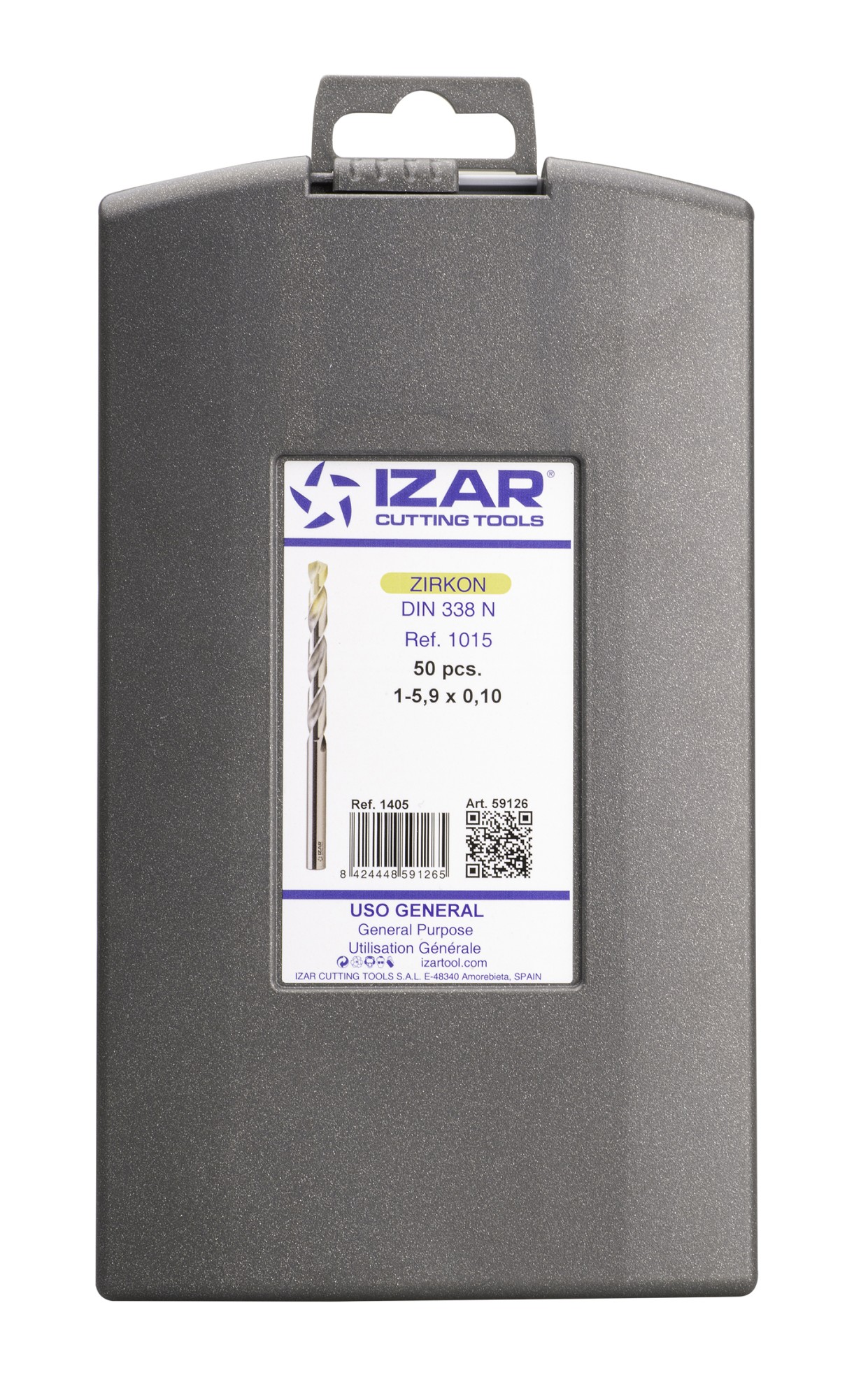 JUEGO BROCAS DIN338N 50-UDS. - 1405 - 1-5,9X0,10 ZIRKON (1015) - PUNTA ZIRKONIO