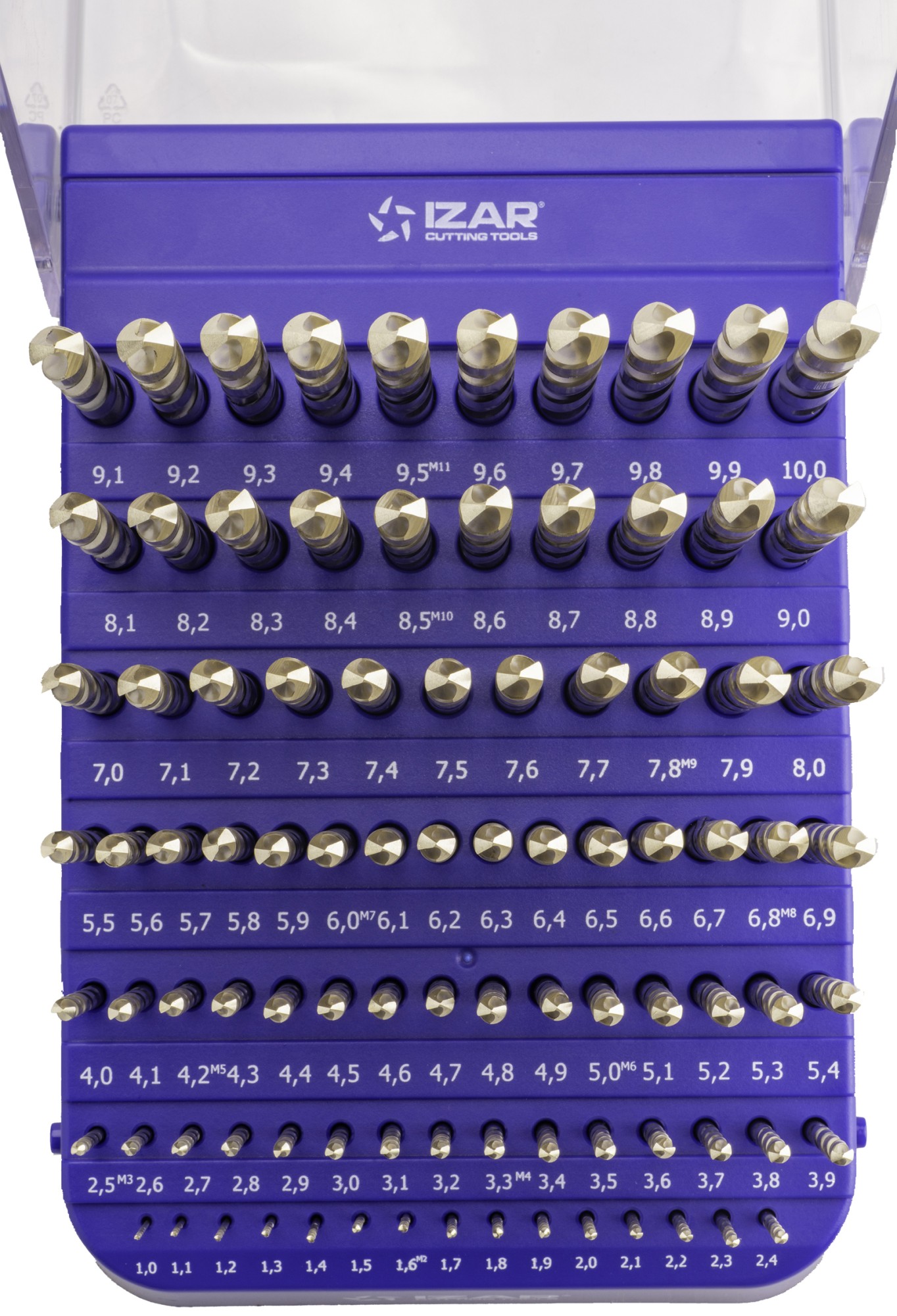 MINI-CABINET BROCAS DIN338N 91-UDS. - 1406 - 1-10X0,10 ZIRKON (1015) - PUNTA ZIRKONIO