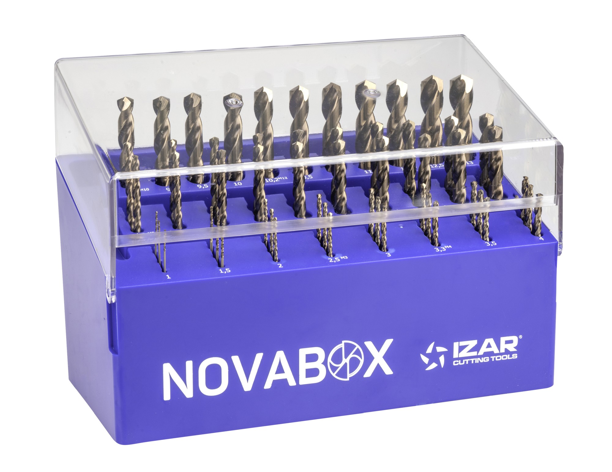 MINI-CABINET NOVABOX BROCAS DIN338N 55-UDS. - 1410 - 1-13X0,50 + PREVIOS ROSCADO HSSE (1016)