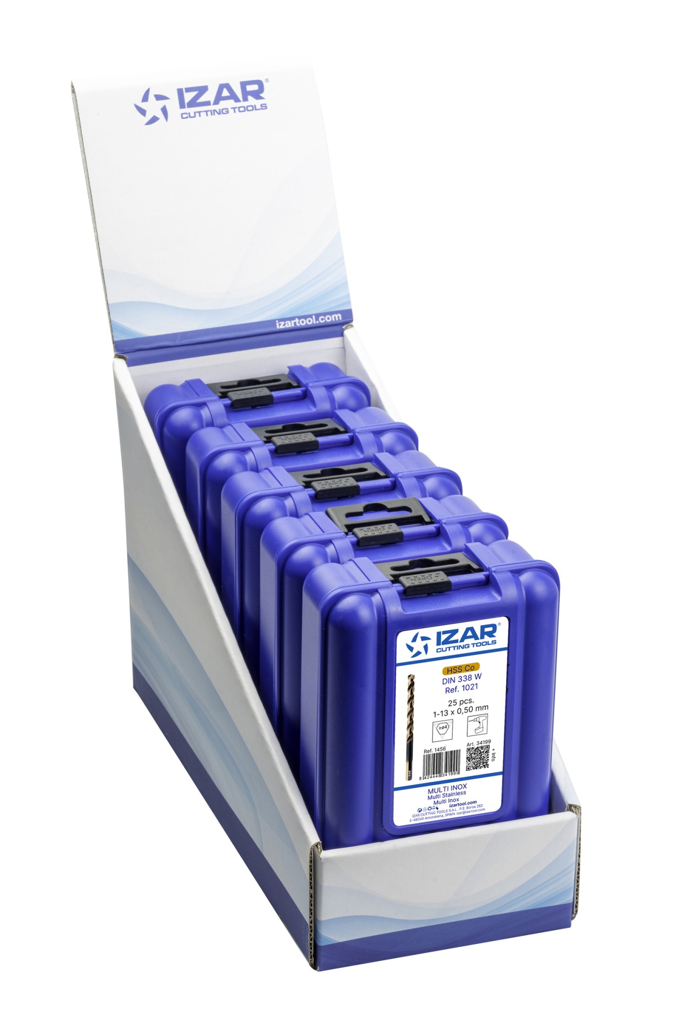 JUEGO BROCAS DIN338 25-UDS. - 1456 - EXPO BOX-PALLET 5 SETS 1-13X0,50 MULTI-INOX (1021)