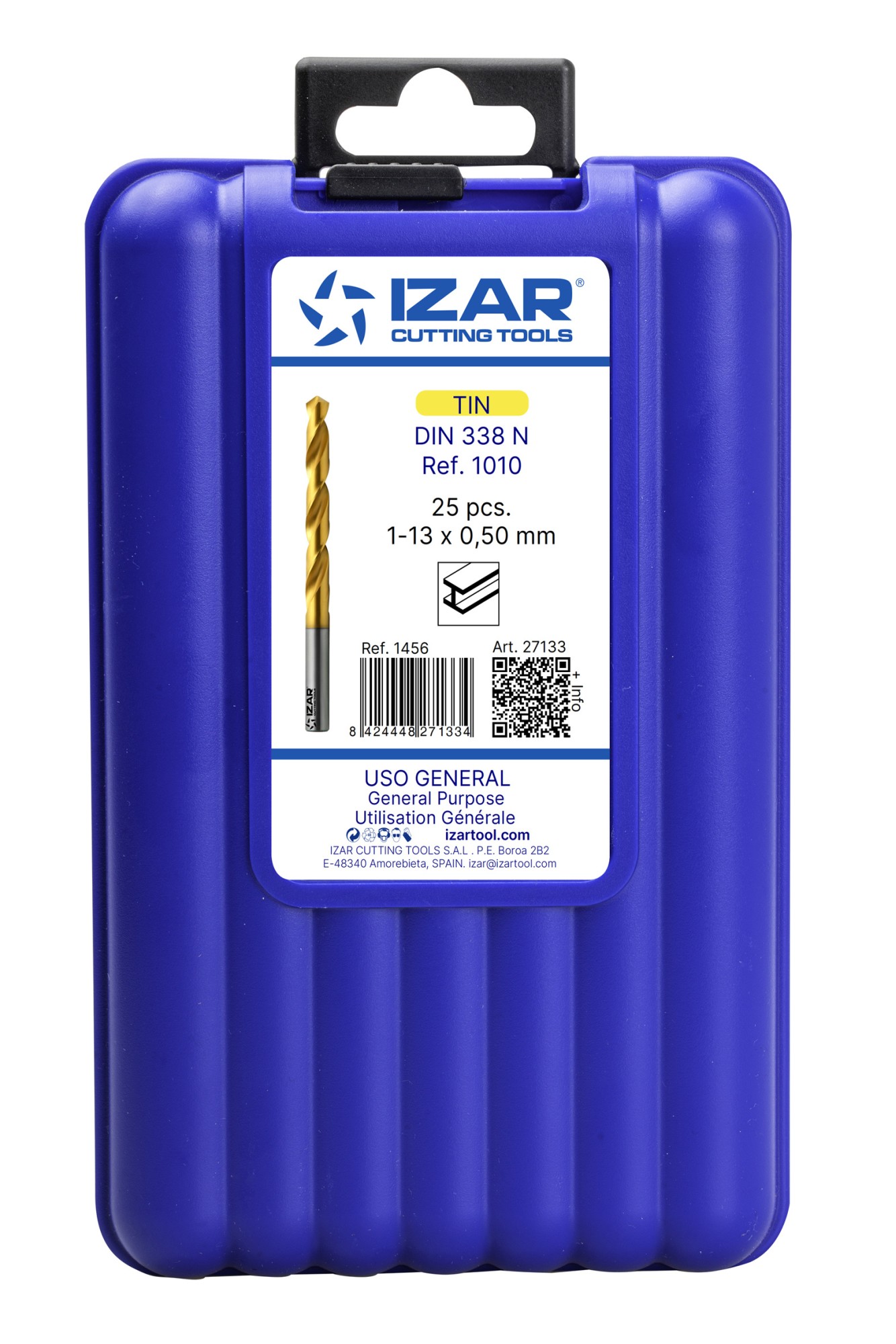 JUEGO BROCAS DIN338 25-UDS. - 1456 - 1-13X0,50 HSS+TIN (1010) - TIN