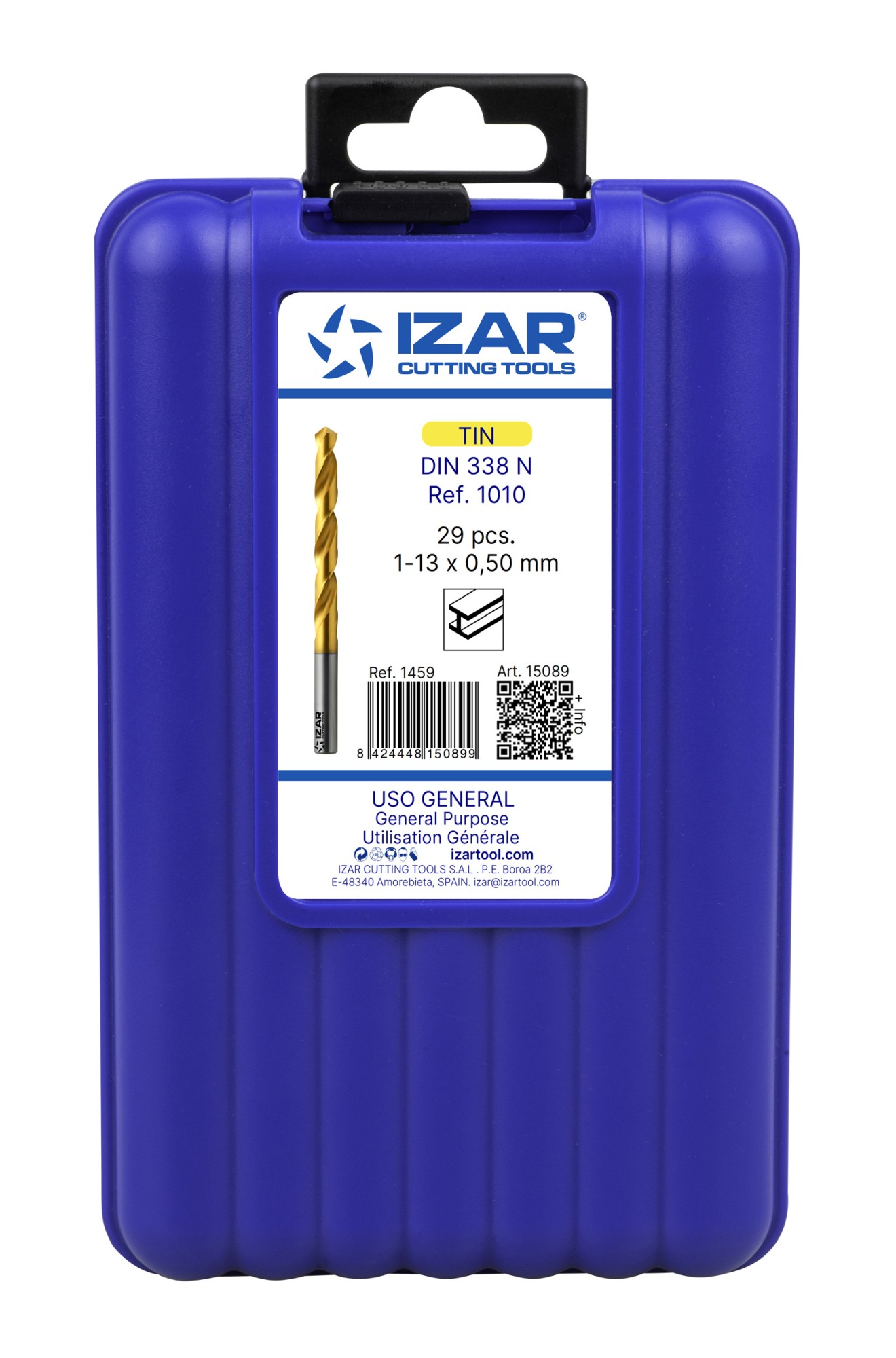 JUEGO BROCAS DIN338 29-UDS. - 1459 - 1-13X0,50 + PREVIOS ROSCADO HSS+TIN (1010) - TIN