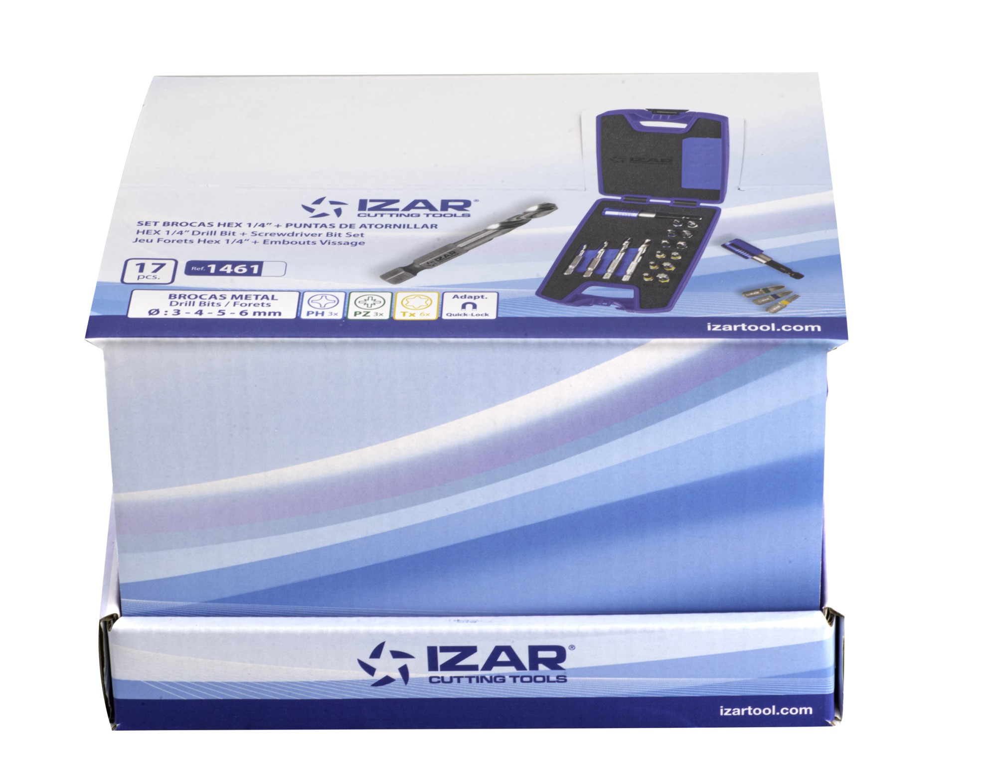 SET MIXTO  - 1461 - EXPO BOX-PALLET 6 SETS BROCAS HEXAGONALES METAL + PUNTAS ATORNILLAR 17 PCS