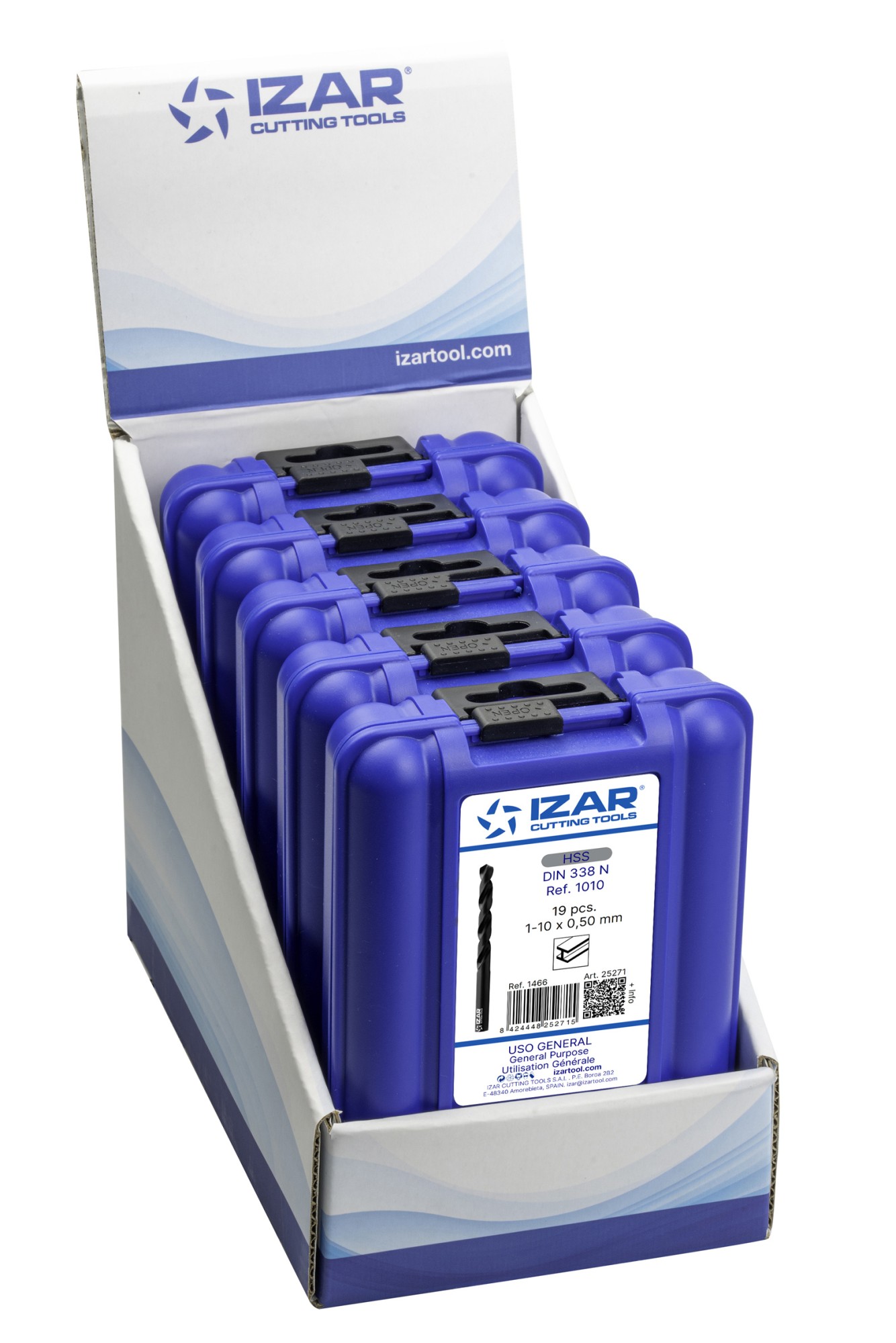 JUEGO BROCAS DIN338 19-UDS. - 1466 - EXPO BOX-PALLET 5 SETS 1-10X0,50 HSS (1010)