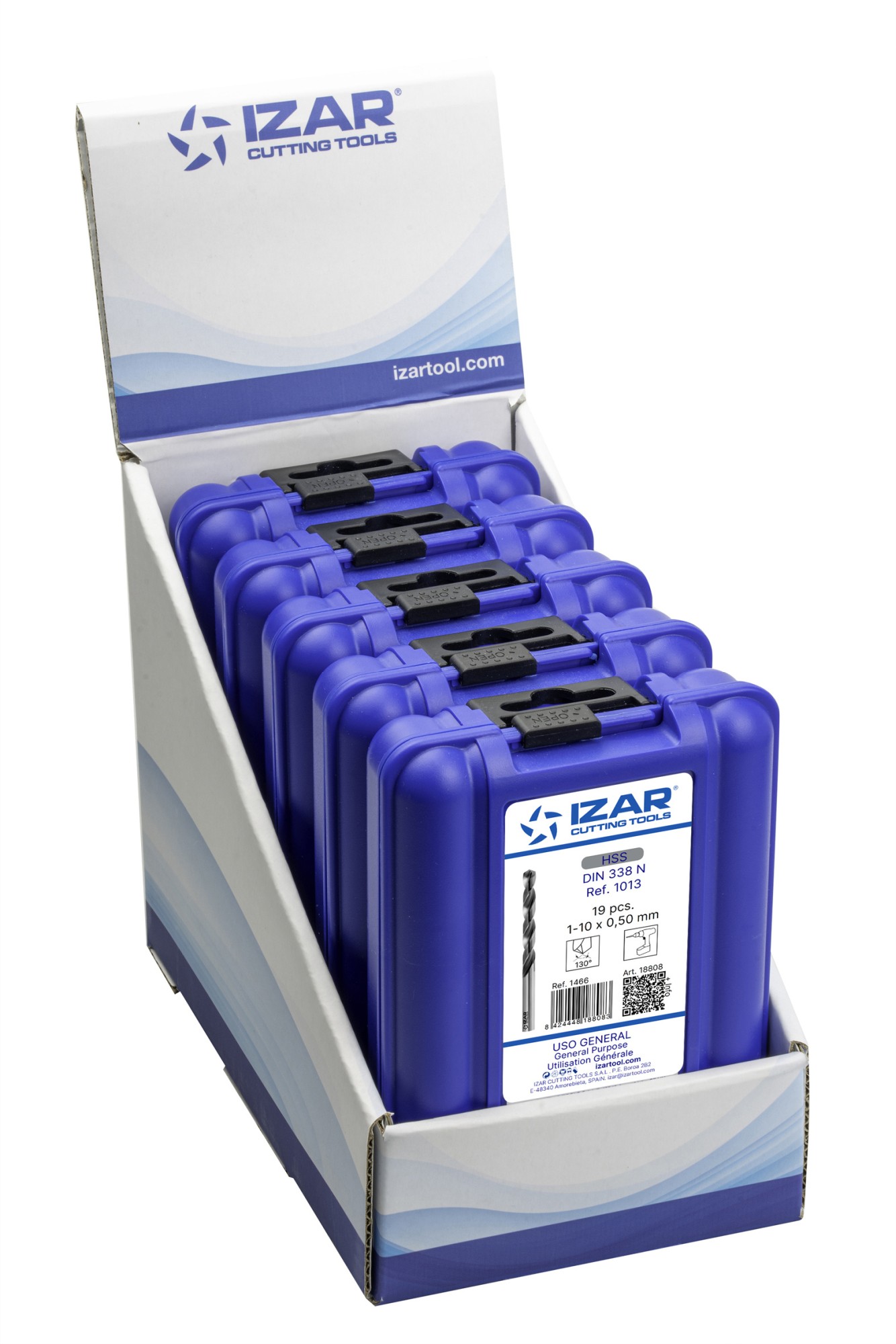 JUEGO BROCAS DIN338 19-UDS. - 1466 - EXPO BOX-PALLET 5 SETS 1-10X0,50 HSS SPLIT POINT C (1013)