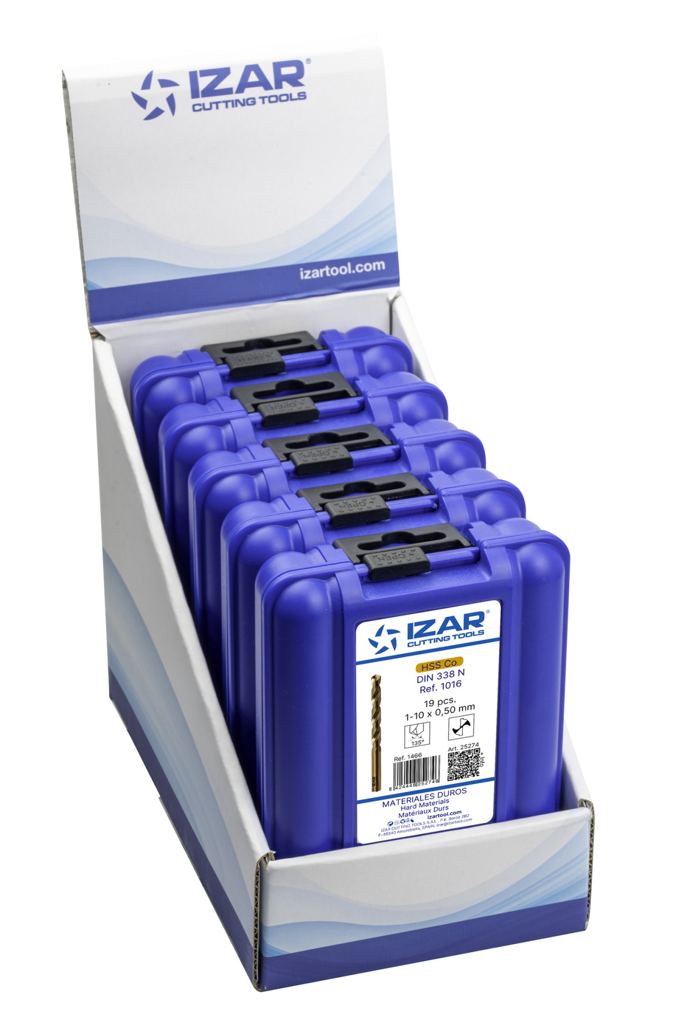 JUEGO BROCAS DIN338 19-UDS. - 1466 - EXPO BOX PALLET 5 SETS 1-10X0,50 HSS Co (1016)