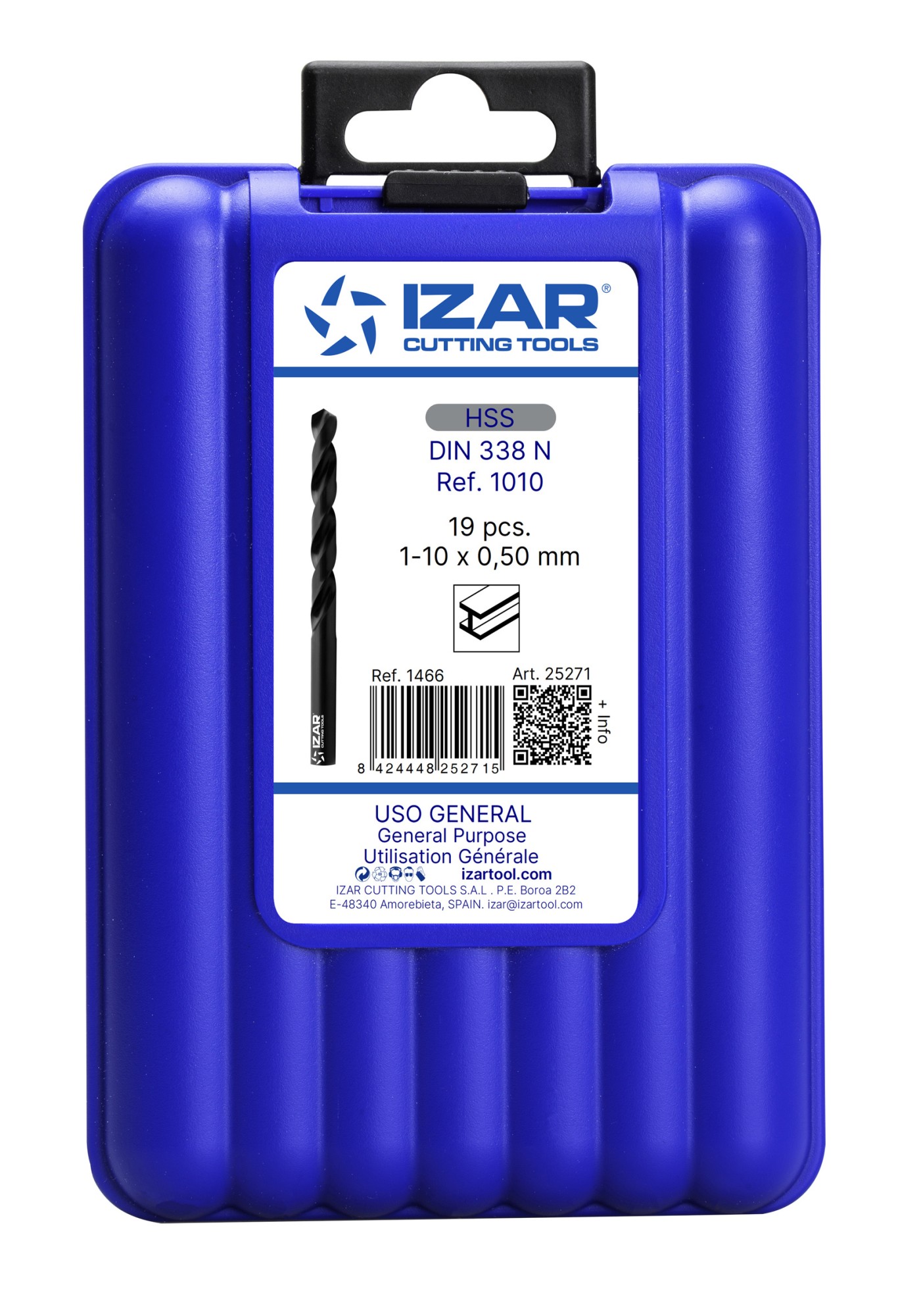 JUEGO BROCAS DIN338 19-UDS. - 1466 - 1-10X0,50 HSS (1010)