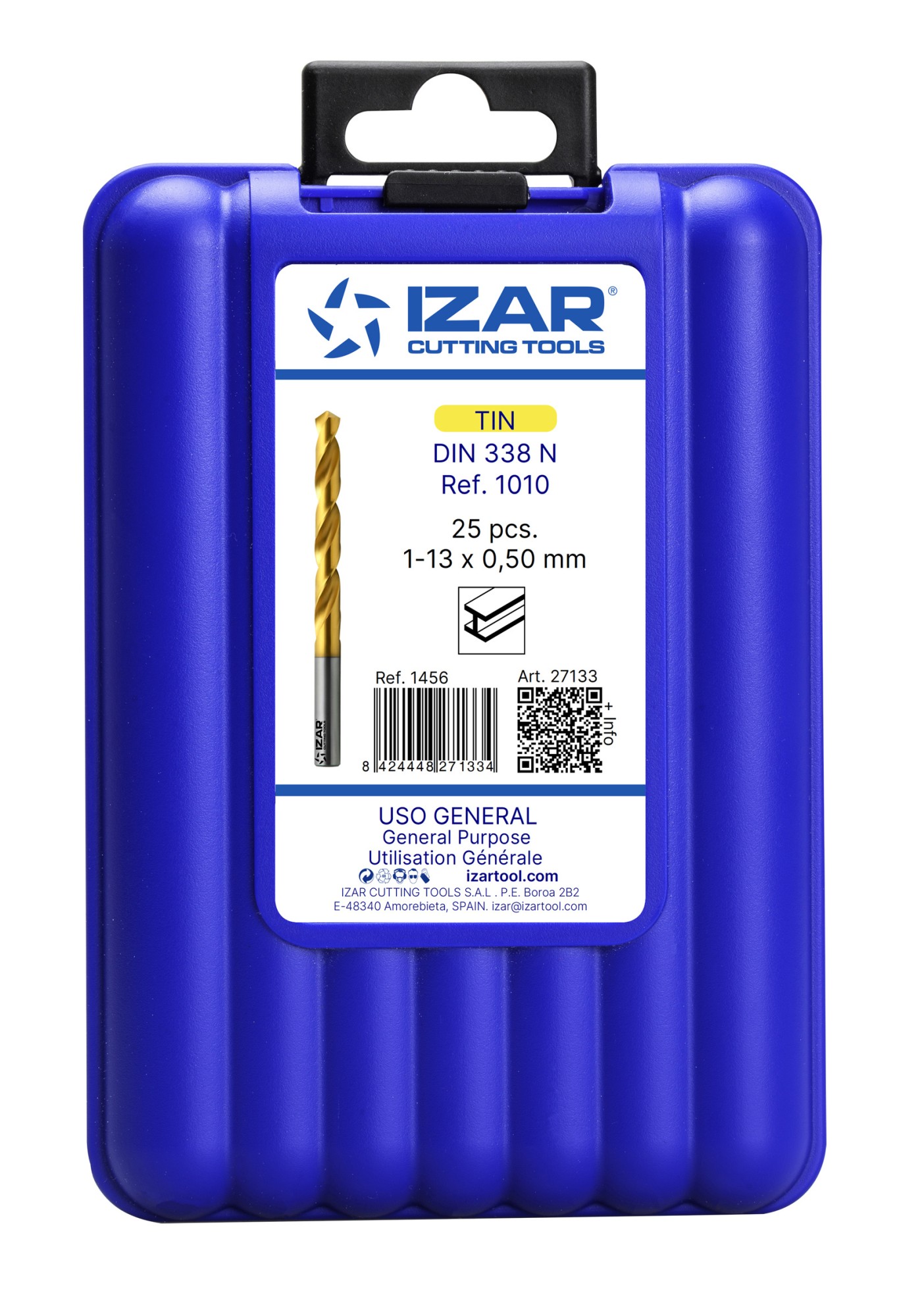 JUEGO BROCAS DIN338 19-UDS. - 1466 - 1-10X0,50 HSS+TIN (1010) - TIN