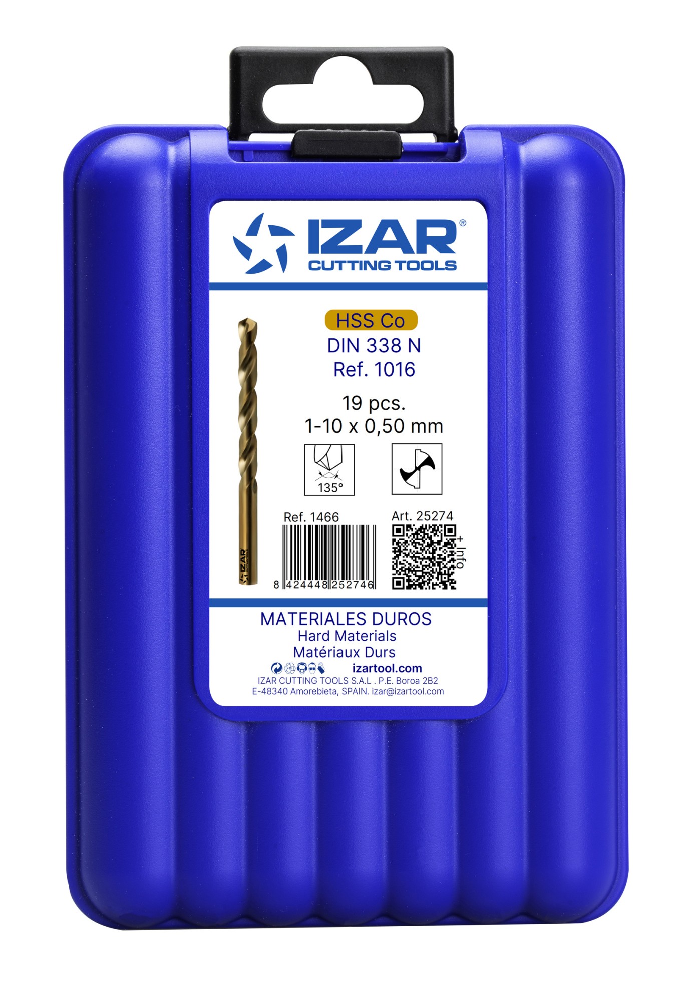 JUEGO BROCAS DIN338 19-UDS. - 1466 - 1-10X0,50 HSS Co (1016)