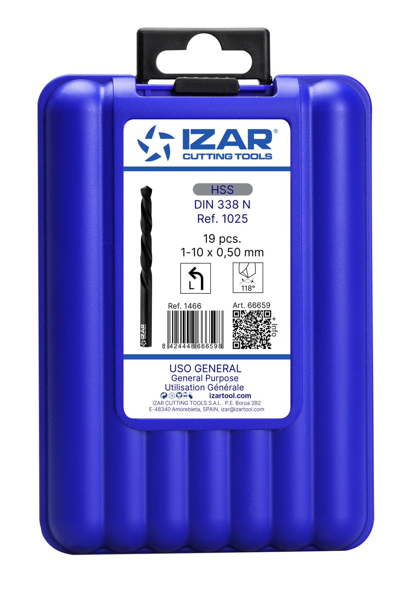 JUEGO BROCAS DIN338 19-UDS. - 1466 - 1-10X0,50 HSS (1025)