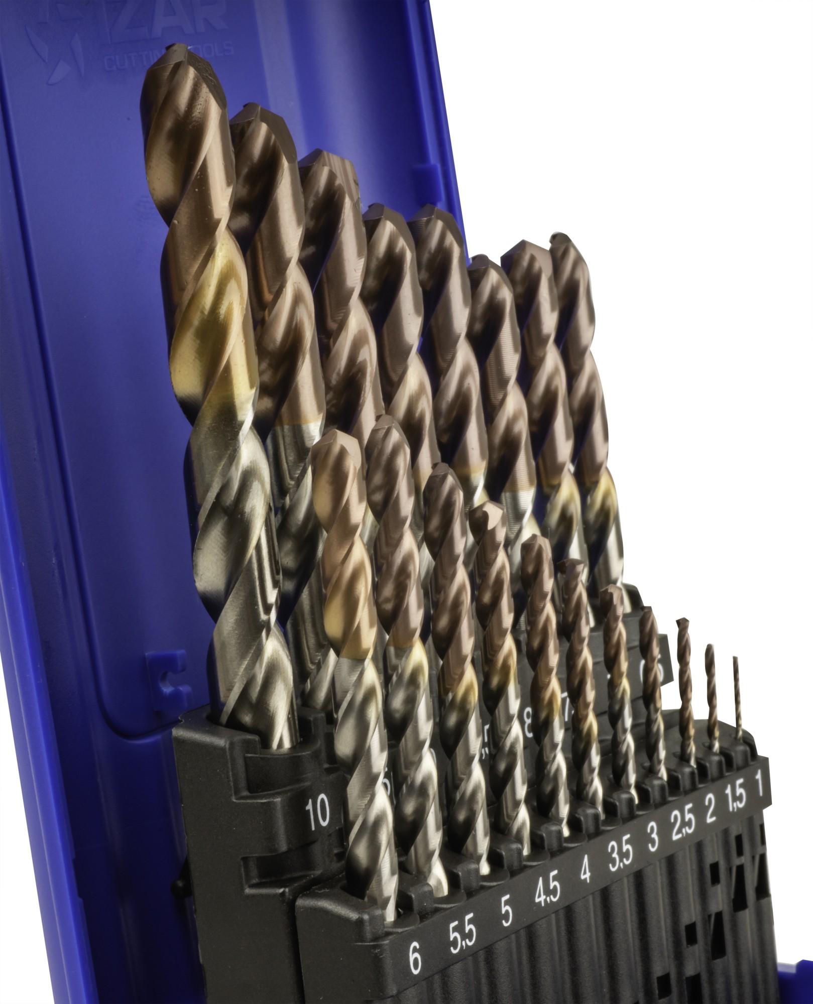 JUEGO BROCAS DIN338 19-UDS. - 1466 - 1-10X0,50 HSSE+BORDEAUX (1029) - POINTE BORDEAUX