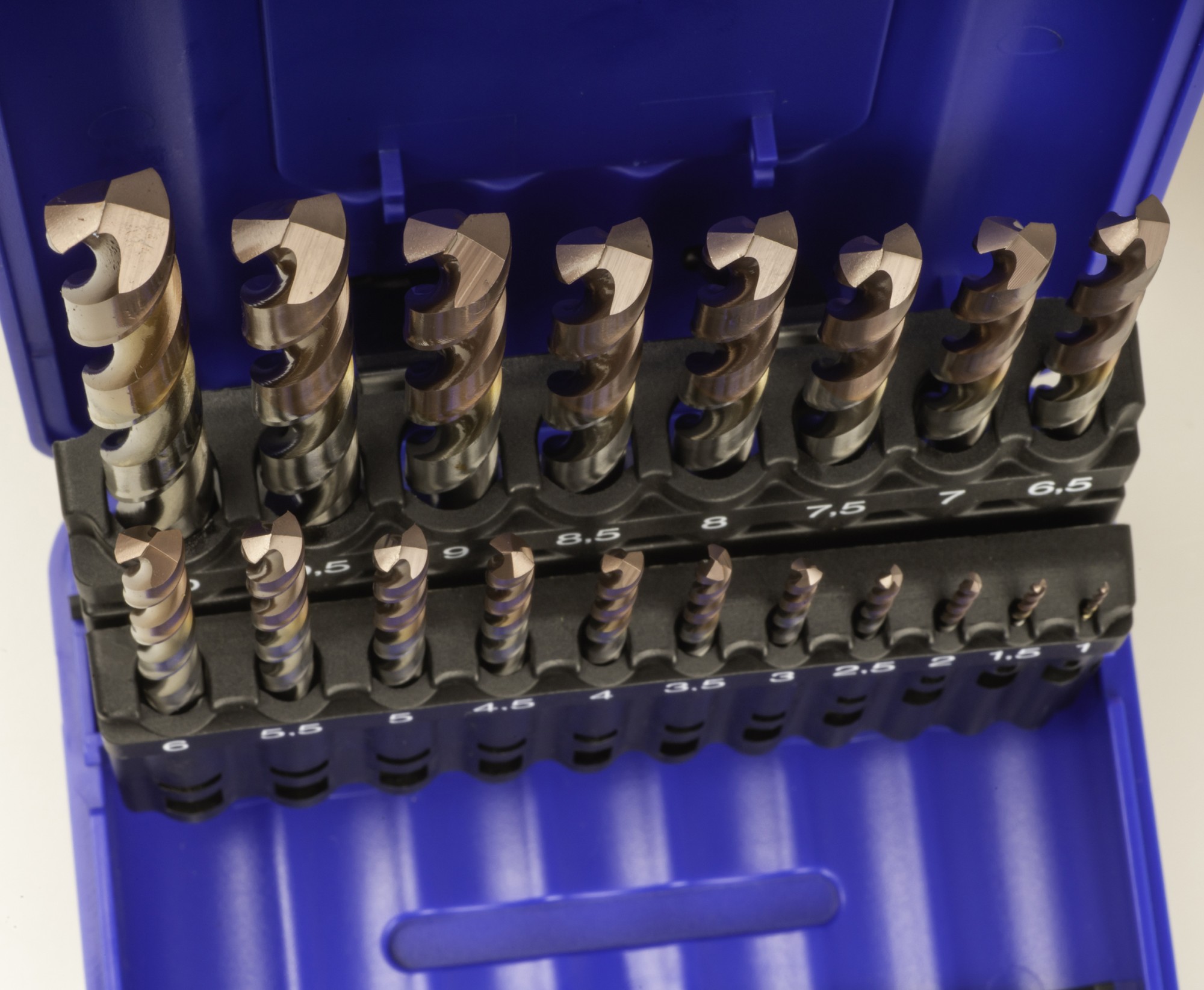 JUEGO BROCAS DIN338 19-UDS. - 1466 - 1-10X0,50 HSSE+BORDEAUX (1029) - POINTE BORDEAUX