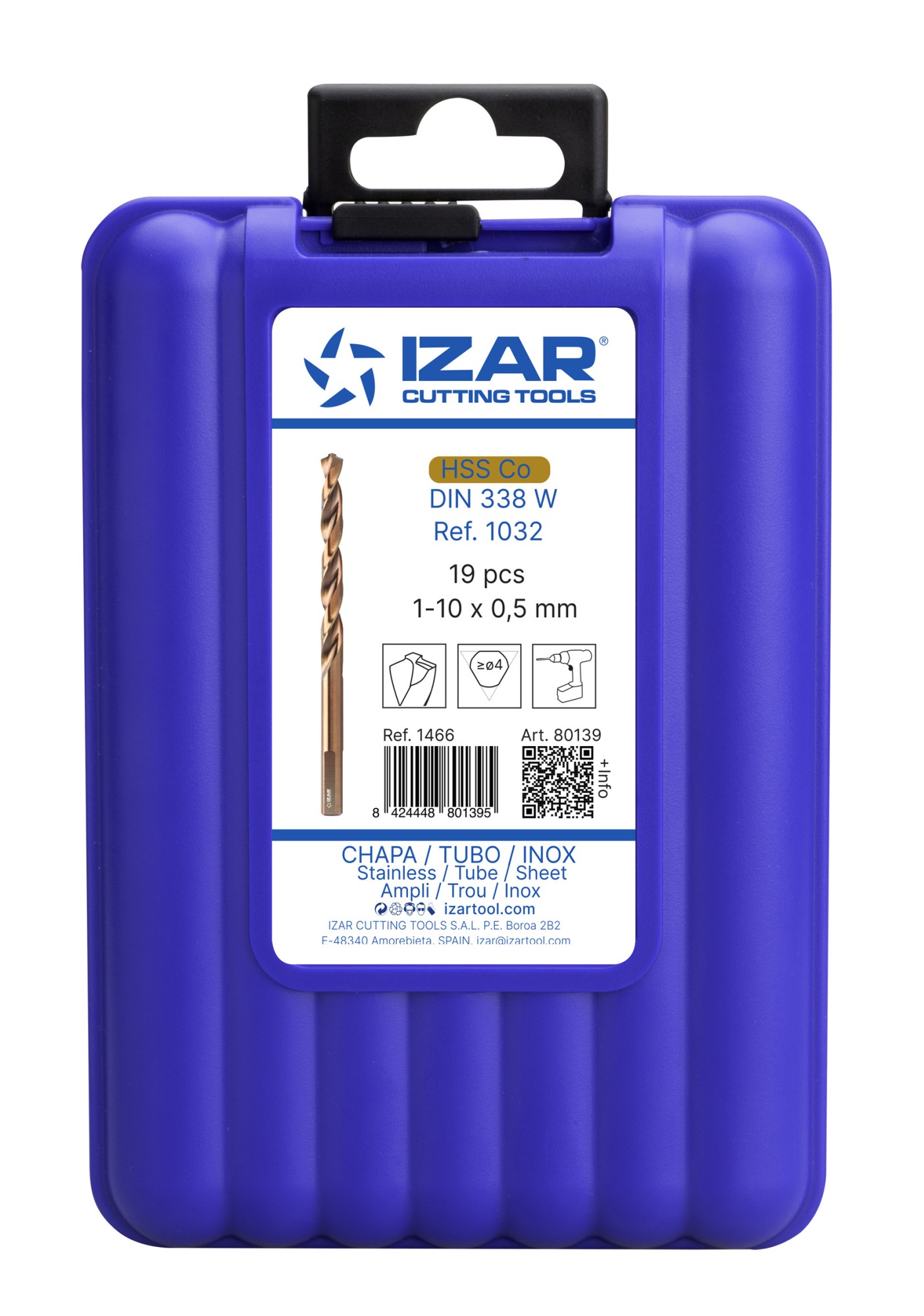 JUEGO BROCAS DIN338 19-UDS. - 1466 - 1-10X0,50 HSS Co (1032)