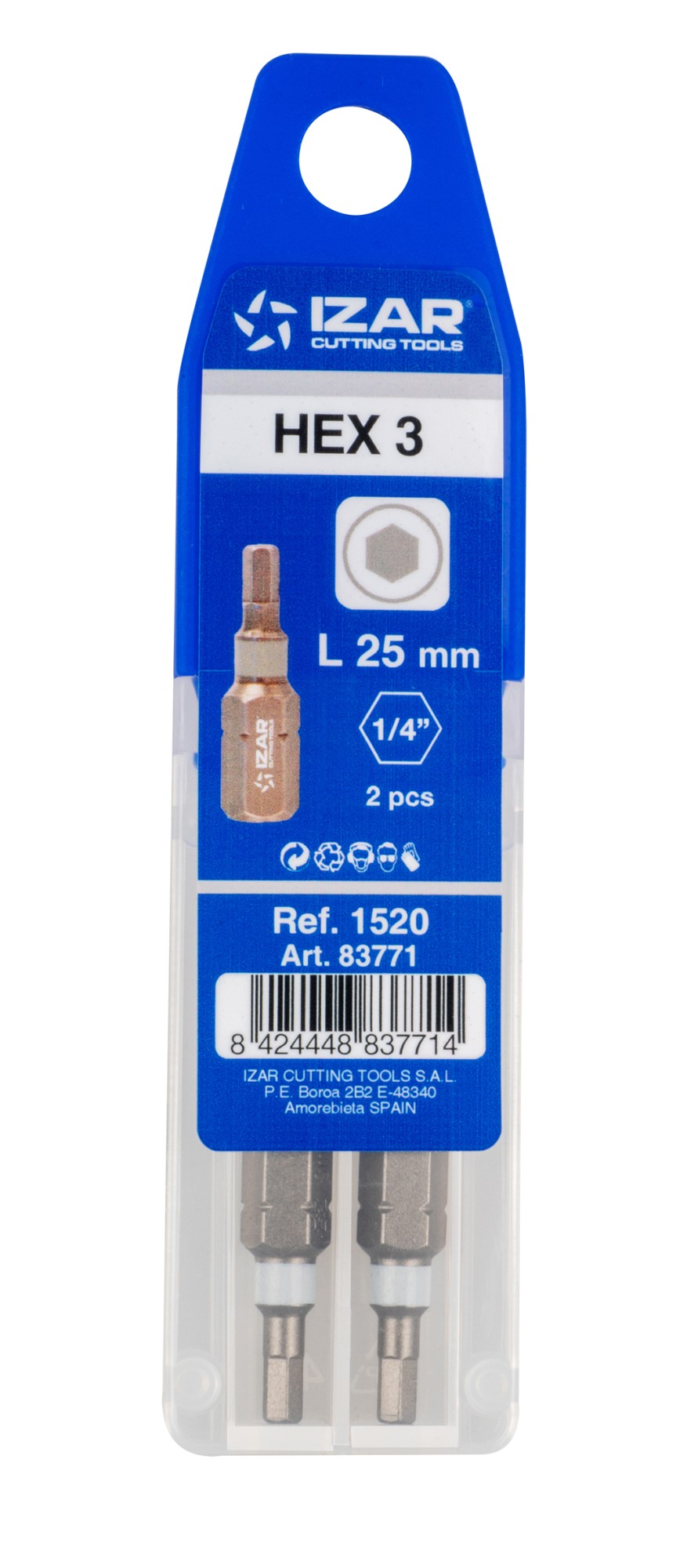 PUNTA ATORNILLAR DIN3126 STANDARD - 1520 - HEX 3 - L25 - (pack 2 uds.  -  EUR/pack)