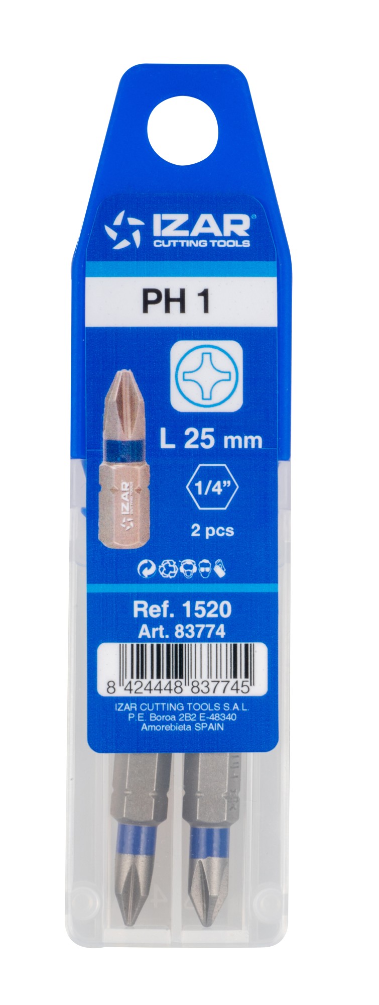 PUNTA ATORNILLAR DIN3126 STANDARD - 1520 - PH 1 - L25 - (pack 2 pcs.  -  EUR/pack)