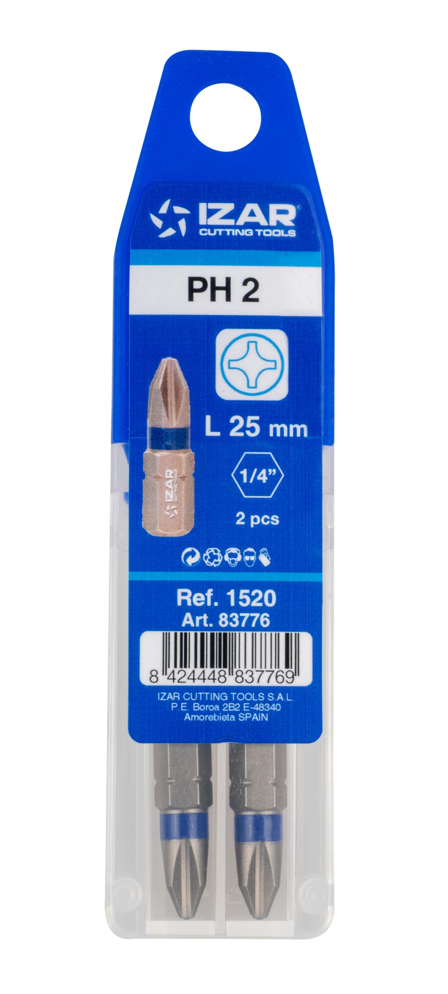 PUNTA ATORNILLAR DIN3126 STANDARD - 1520 - PH 2 - L25 - (pack 2 pcs.  -  EUR/pack)