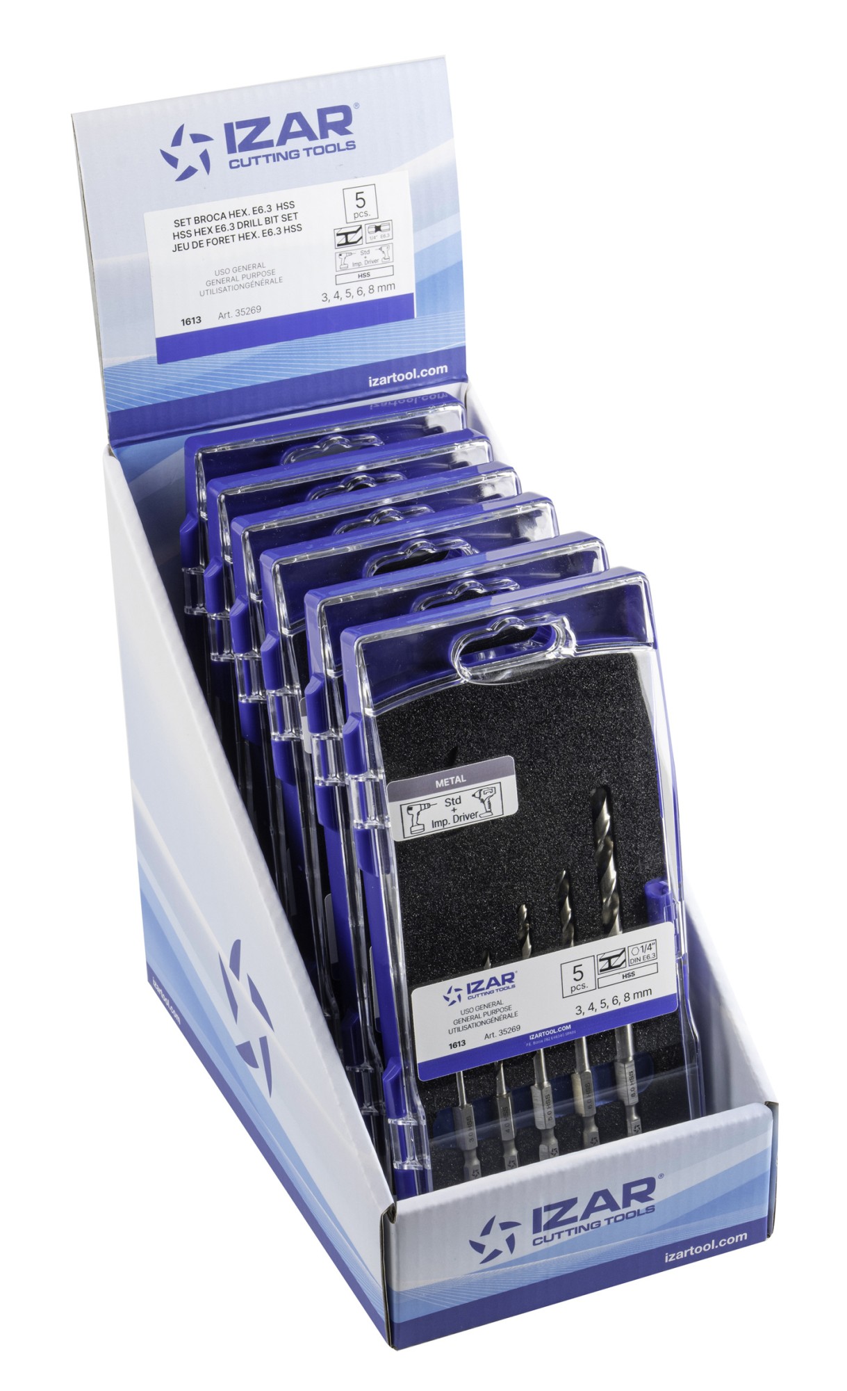 BROCA HSS HEXAGONAL 1/4 LARGA DIN E6.3 METAL - 1613 - EXPO 6 SETS 03-08 mm