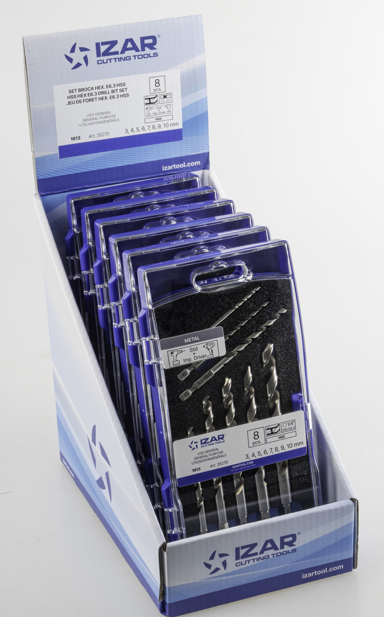 BROCA HSS HEXAGONAL 1/4 LARGA DIN E6.3 METAL - 1613 - EXPO 6 SETS 03-10 mm