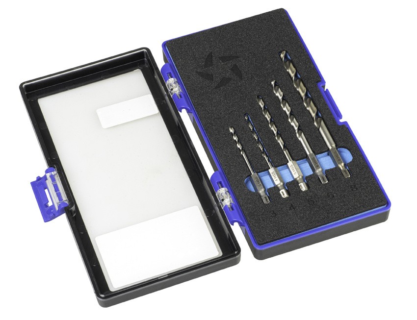 BROCA HSS HEXAGONAL 1/4 LARGA DIN E6.3 METAL - 1613 - SET 3-4-5-6-8 mm