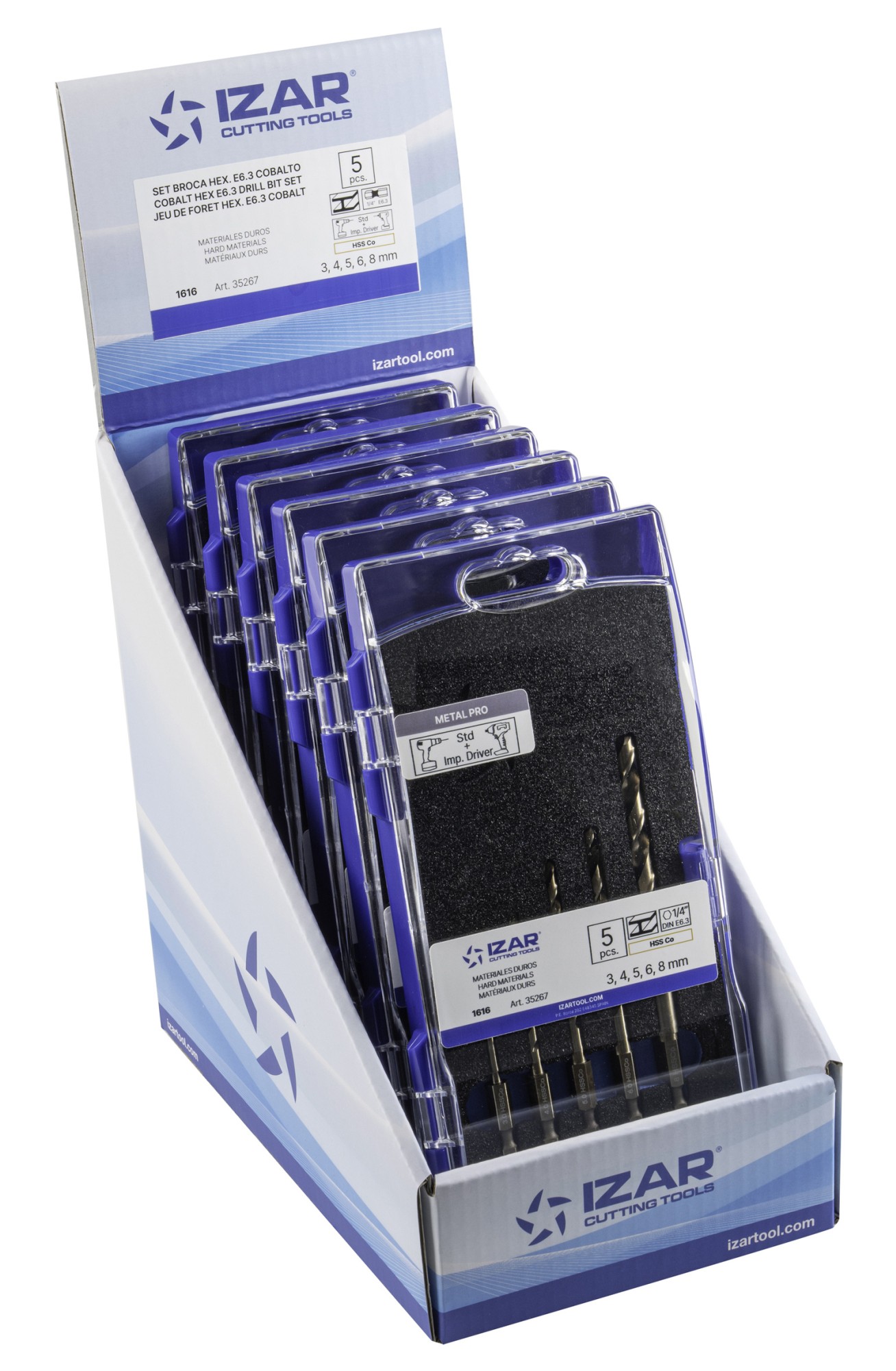 BROCA HSS Co HEXAGONAL 1/4 LARGA DIN E6.3 METAL - 1616 - EXPO 6 SETS 03-08 mm