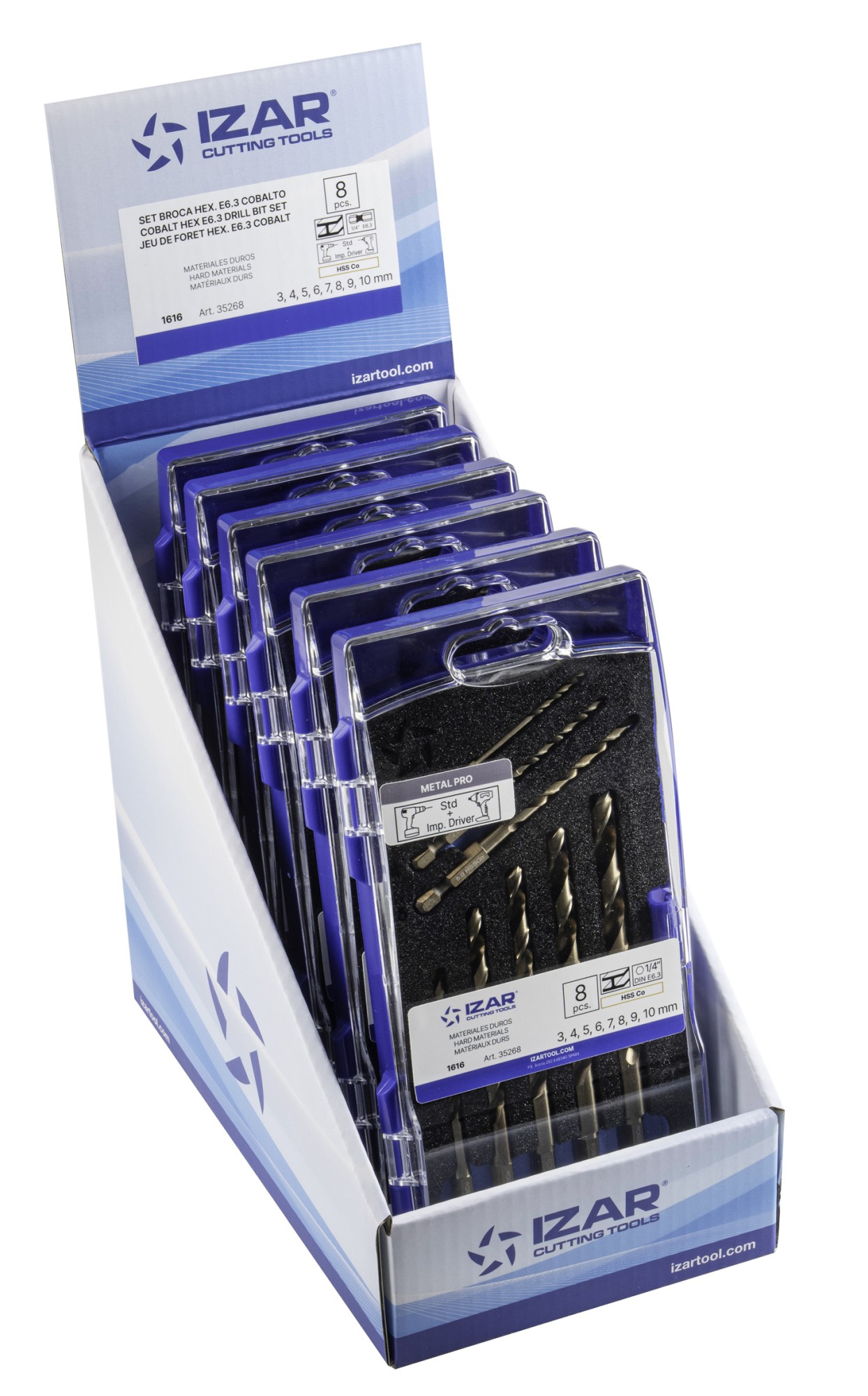 BROCA HSS Co HEXAGONAL 1/4 LARGA DIN E6.3 METAL - 1616 - EXPO 6 SETS 03-10 mm